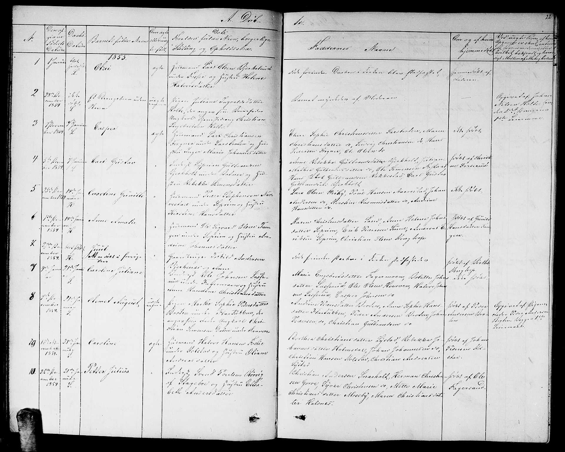 Høland prestekontor Kirkebøker, AV/SAO-A-10346a/G/Ga/L0004: Parish register (copy) no. I 4, 1854-1862, p. 22