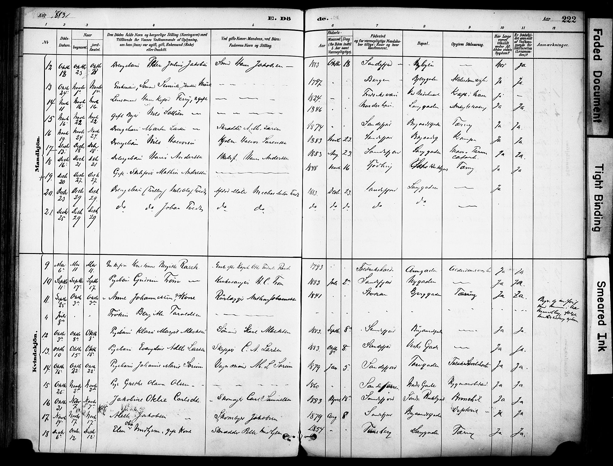 Sandefjord kirkebøker, AV/SAKO-A-315/F/Fa/L0002: Parish register (official) no. 2, 1880-1894, p. 222