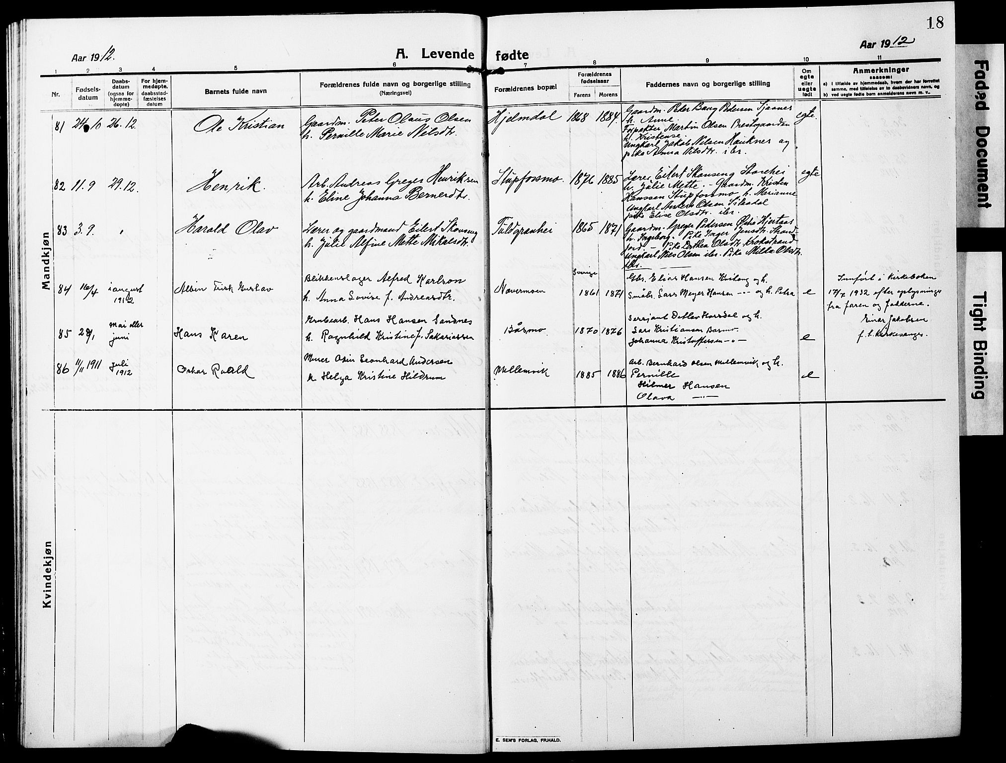 Ministerialprotokoller, klokkerbøker og fødselsregistre - Nordland, AV/SAT-A-1459/827/L0423: Parish register (copy) no. 827C12, 1912-1930, p. 18