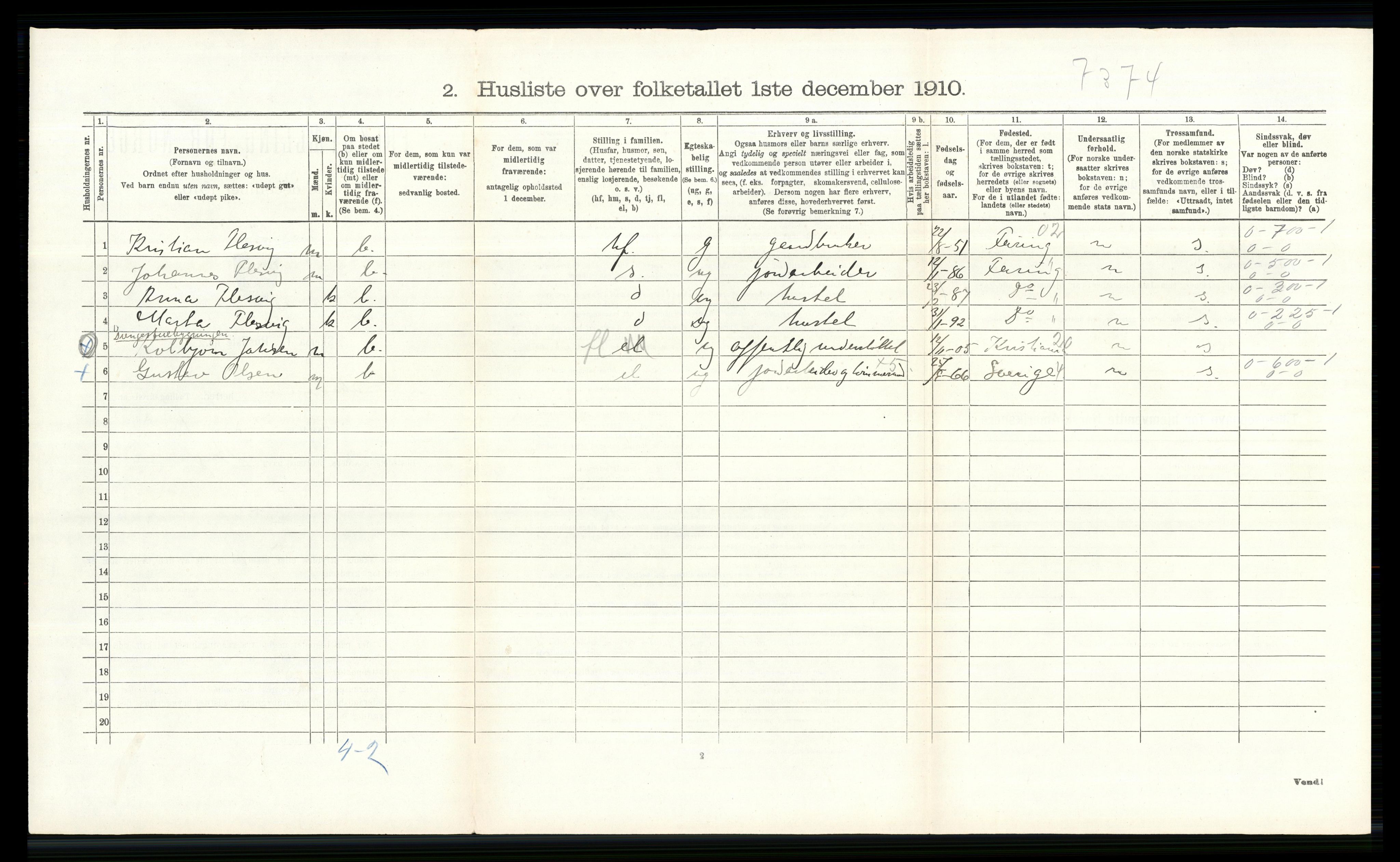 RA, 1910 census for Skedsmo, 1910, p. 752