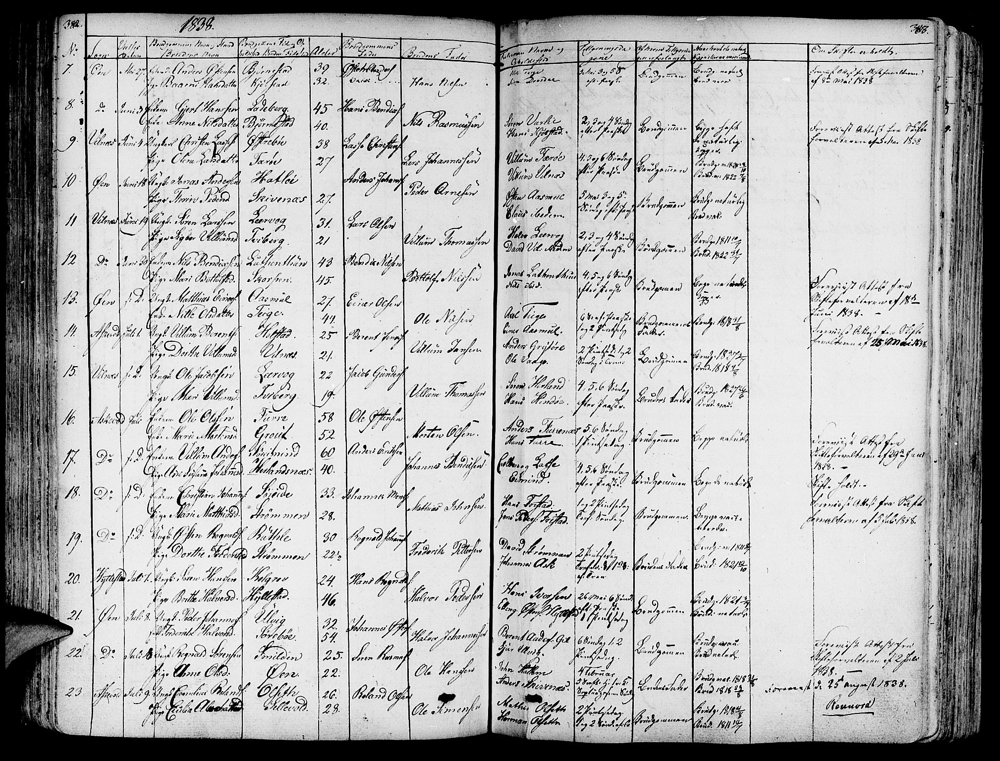 Askvoll sokneprestembete, SAB/A-79501/H/Haa/Haaa/L0010: Parish register (official) no. A 10, 1821-1844, p. 382-383