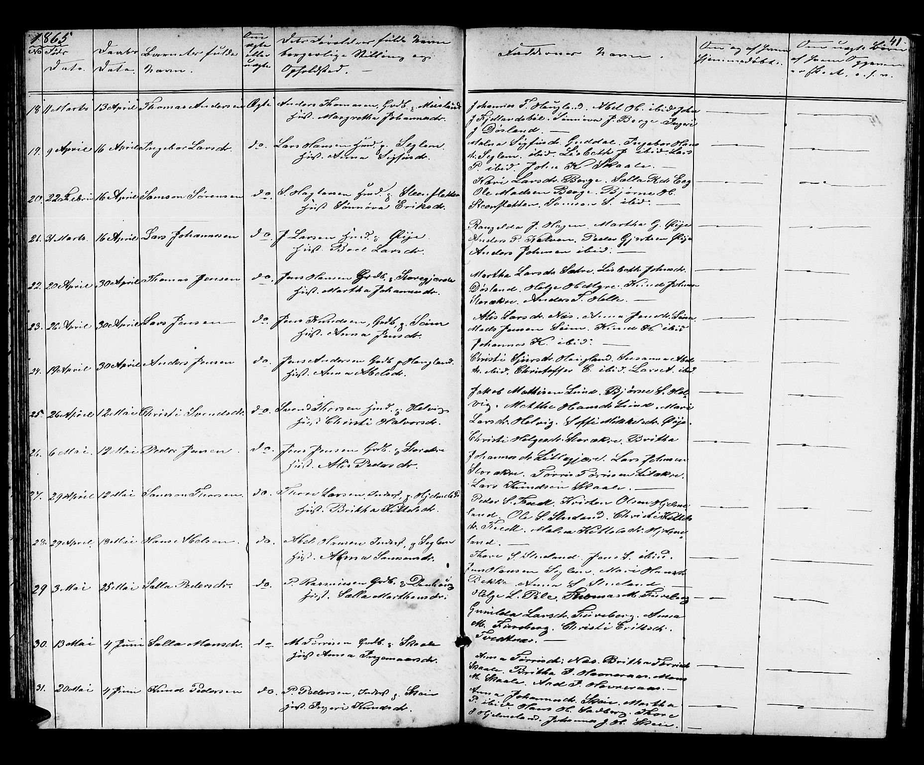Kvinnherad sokneprestembete, AV/SAB-A-76401/H/Hab: Parish register (copy) no. A 1, 1856-1873, p. 41