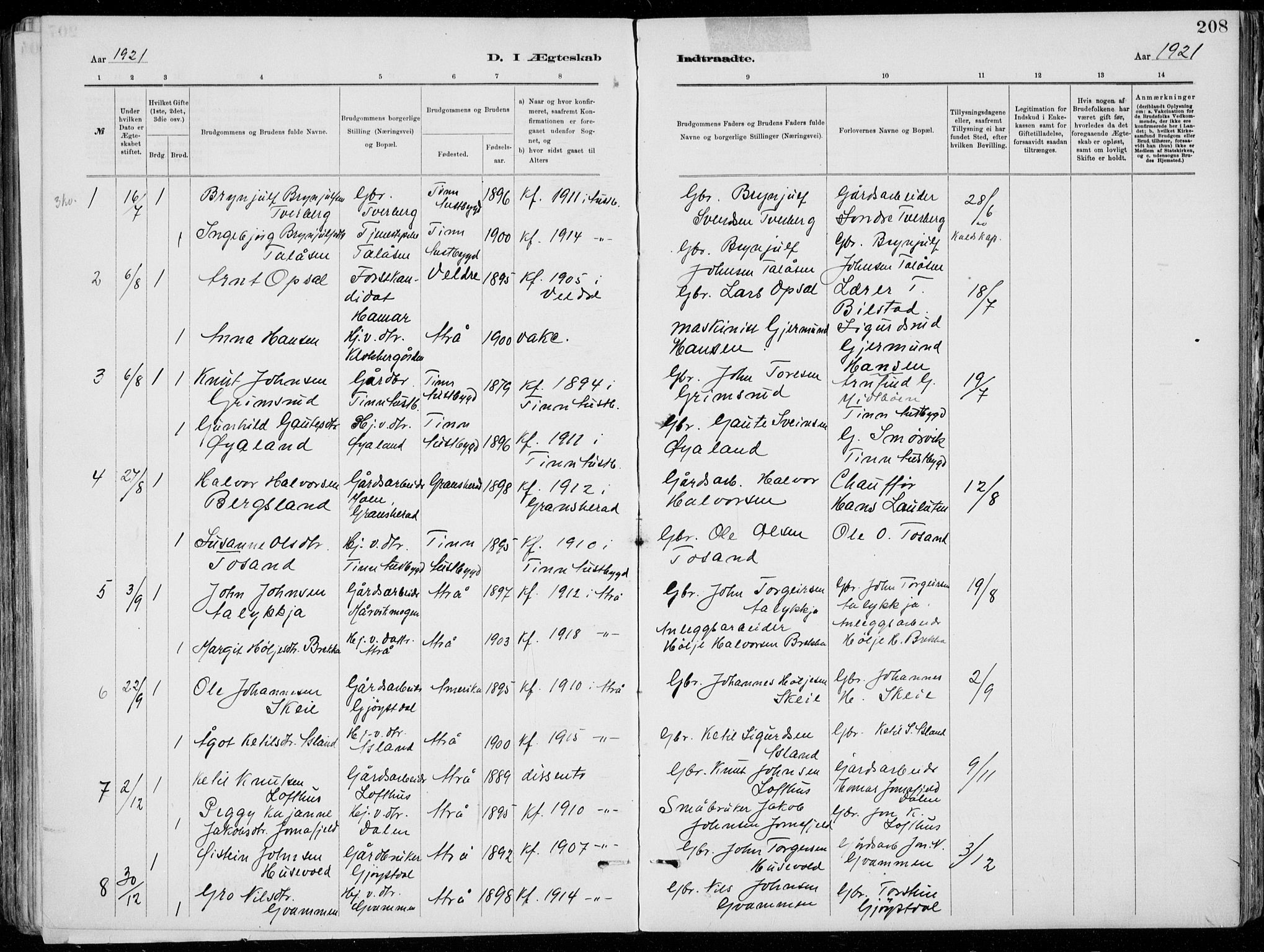 Tinn kirkebøker, SAKO/A-308/F/Fa/L0007: Parish register (official) no. I 7, 1878-1922, p. 208