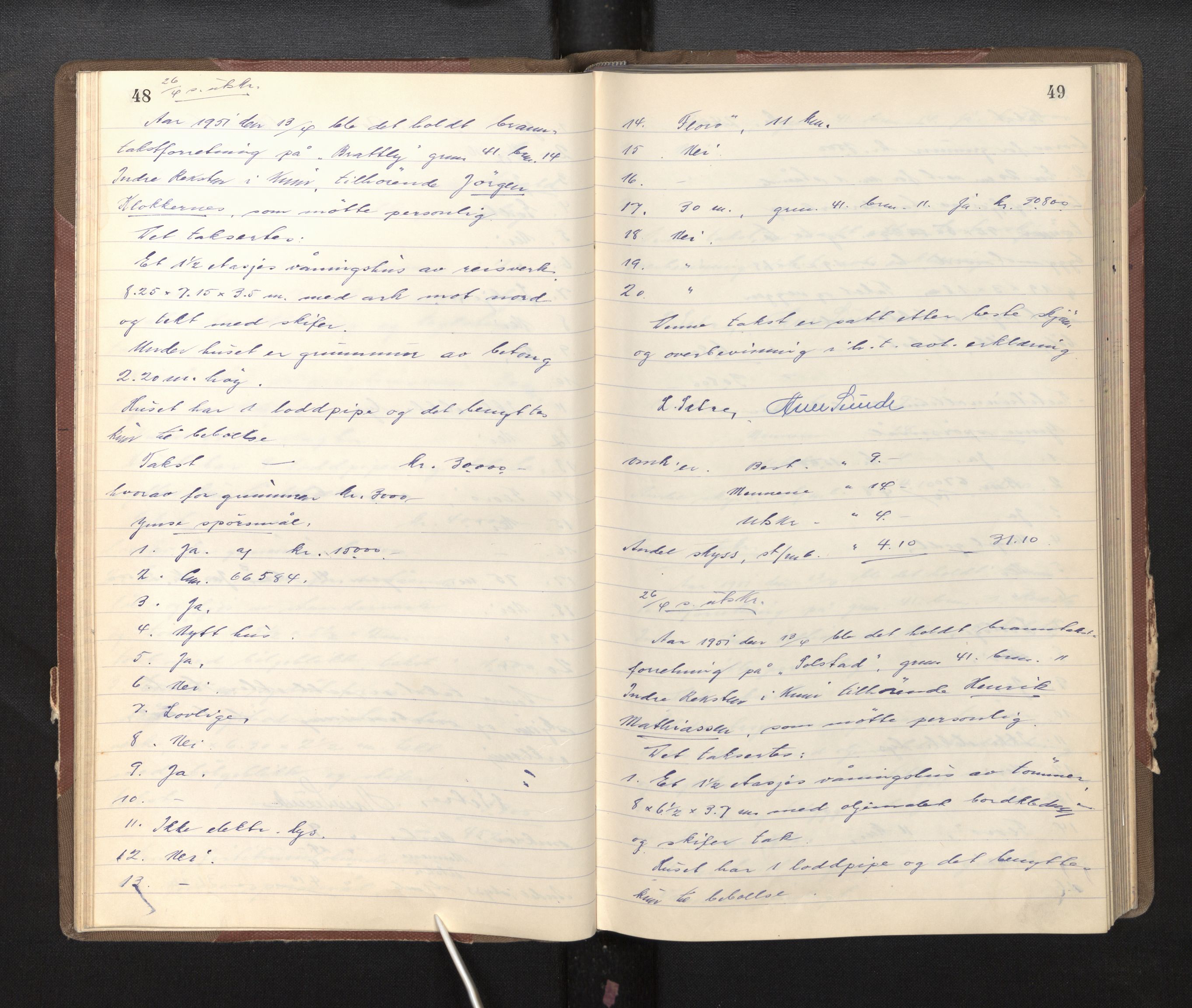 Lensmannen i Kinn, AV/SAB-A-28801/0012/L0004c: Branntakstprotokoll, 1950-1953, p. 48-49