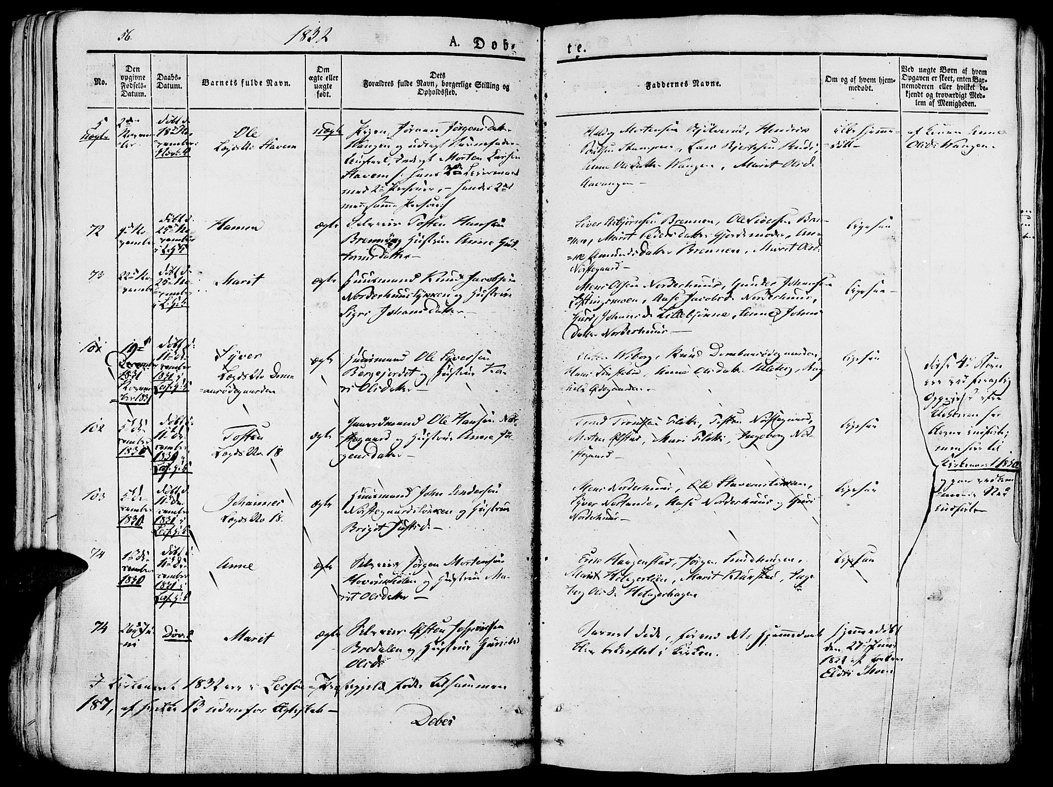 Lesja prestekontor, AV/SAH-PREST-068/H/Ha/Haa/L0005: Parish register (official) no. 5, 1830-1842, p. 56