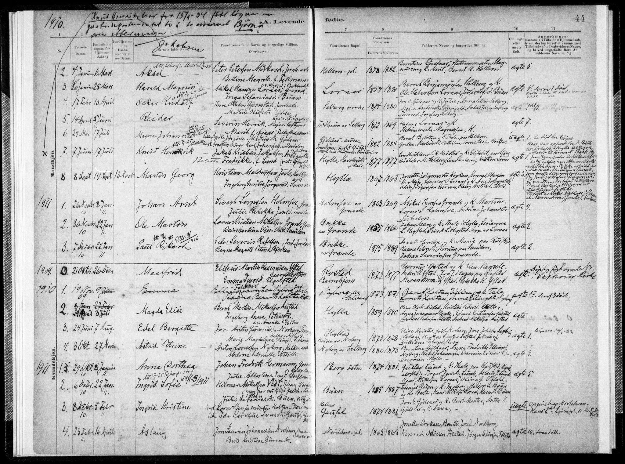 Ministerialprotokoller, klokkerbøker og fødselsregistre - Nord-Trøndelag, SAT/A-1458/731/L0309: Parish register (official) no. 731A01, 1879-1918, p. 44