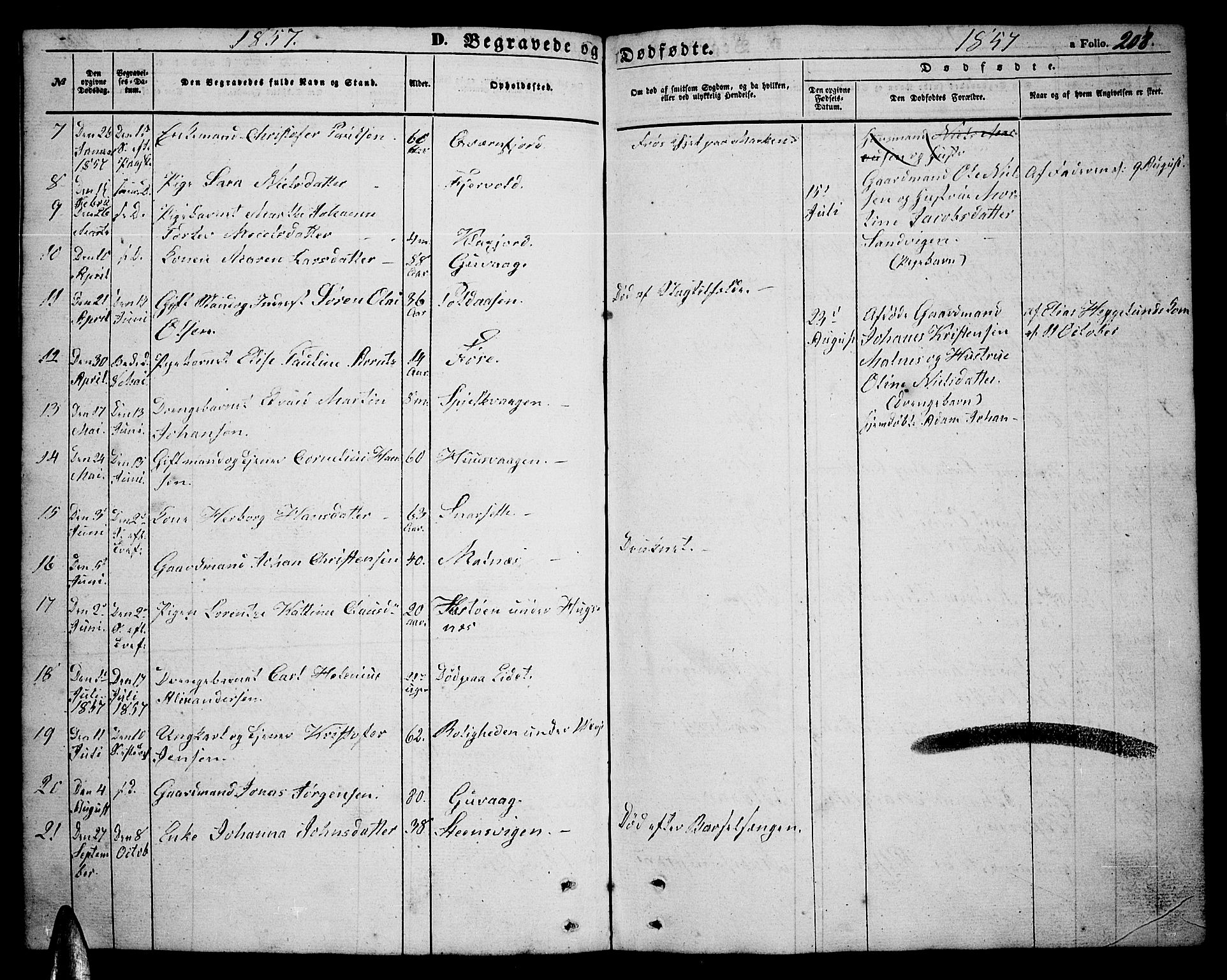 Ministerialprotokoller, klokkerbøker og fødselsregistre - Nordland, AV/SAT-A-1459/891/L1313: Parish register (copy) no. 891C02, 1856-1870, p. 208