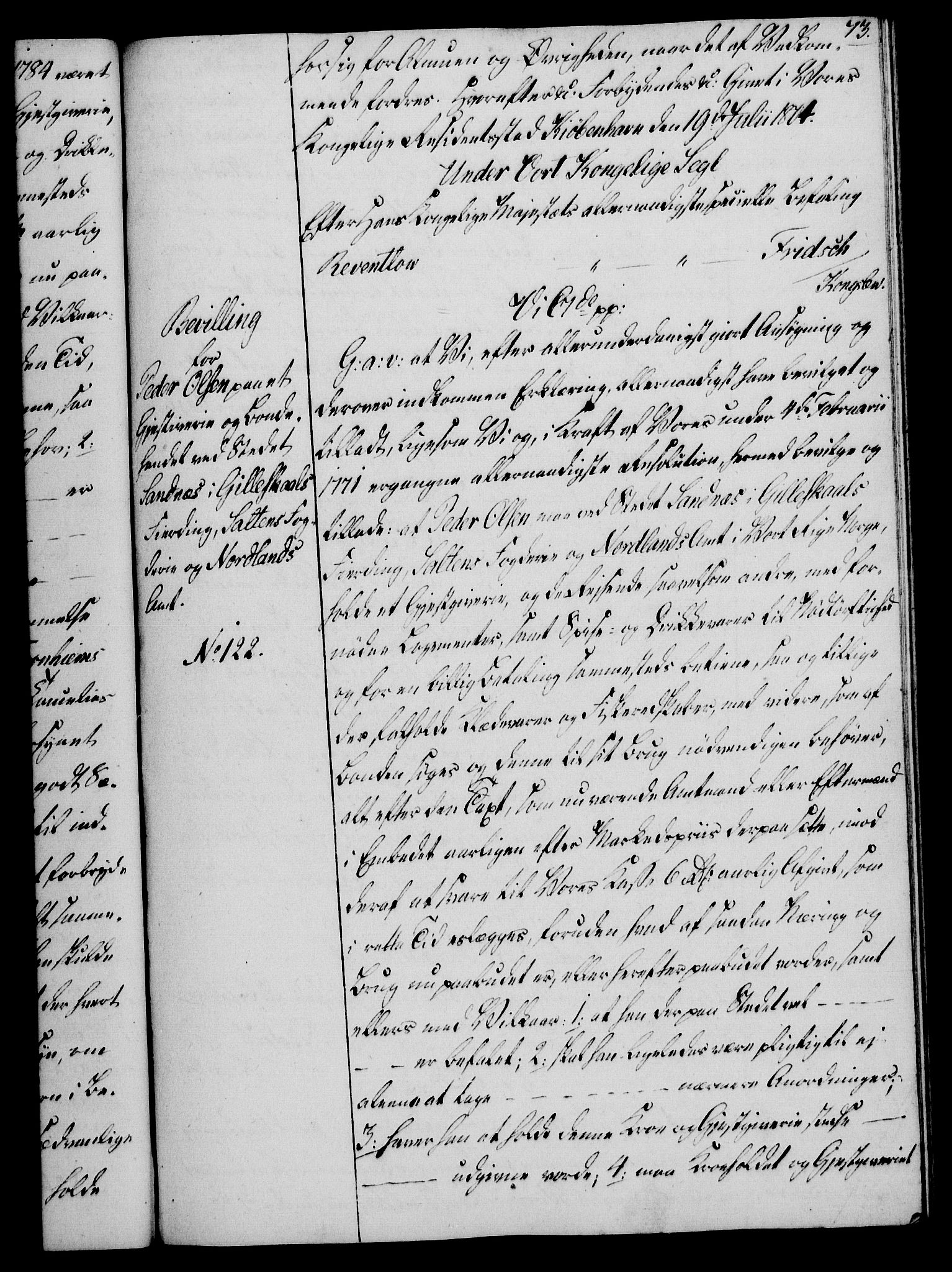 Rentekammeret, Kammerkanselliet, AV/RA-EA-3111/G/Gg/Gga/L0018: Norsk ekspedisjonsprotokoll med register (merket RK 53.18), 1804-1806, p. 73