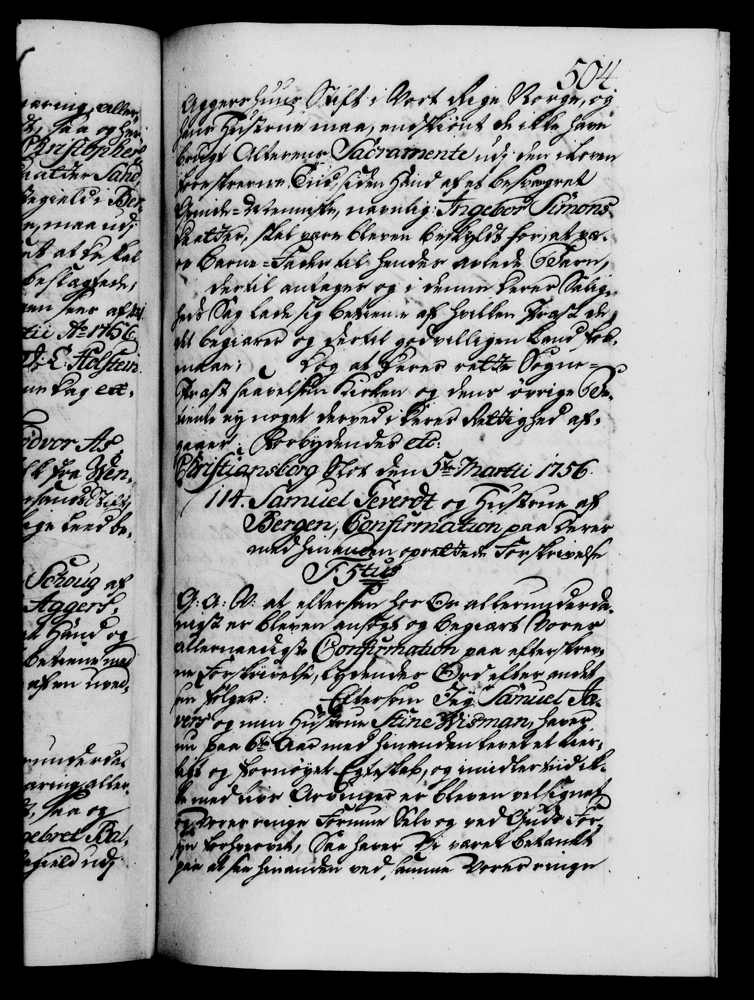 Danske Kanselli 1572-1799, AV/RA-EA-3023/F/Fc/Fca/Fcaa/L0039: Norske registre, 1755-1756, p. 504a