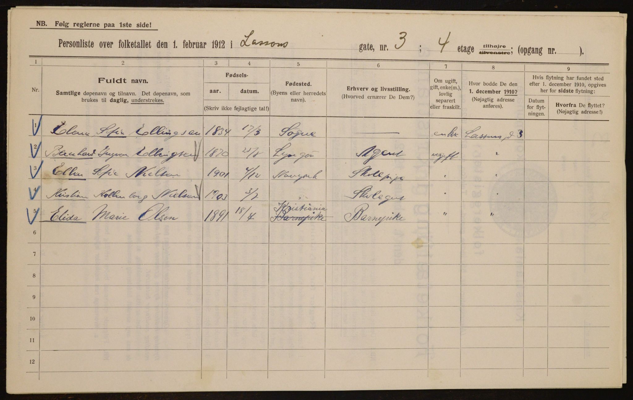 OBA, Municipal Census 1912 for Kristiania, 1912, p. 57554