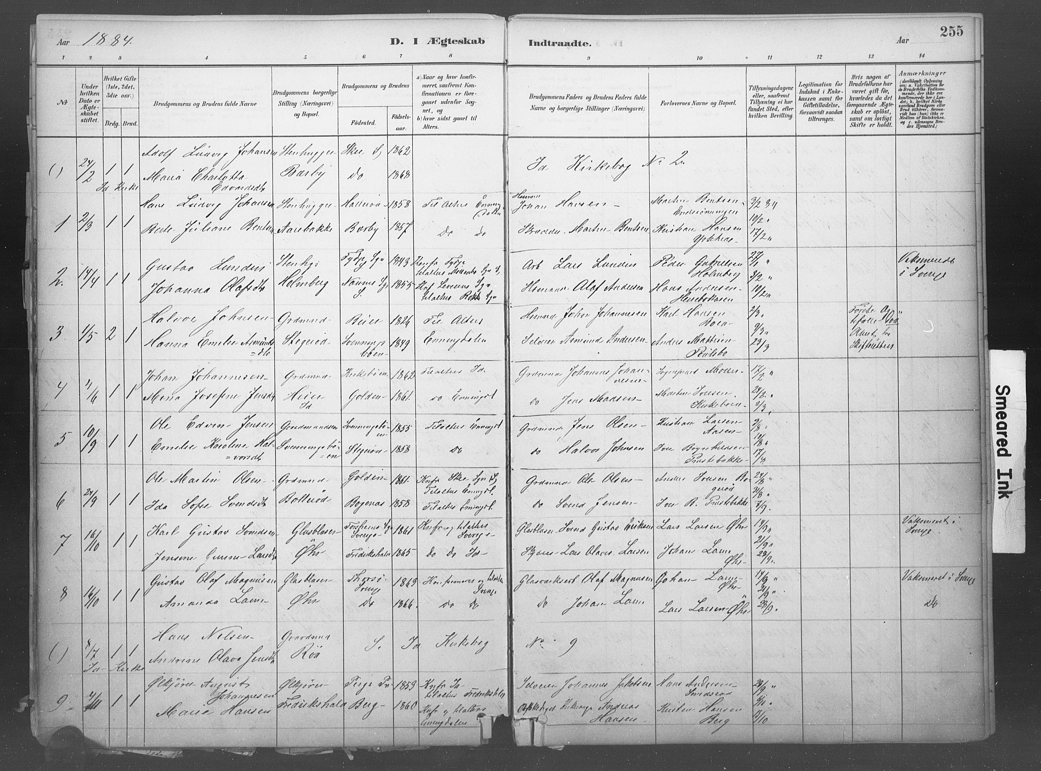 Idd prestekontor Kirkebøker, SAO/A-10911/F/Fb/L0002: Parish register (official) no. II 2, 1882-1923, p. 255
