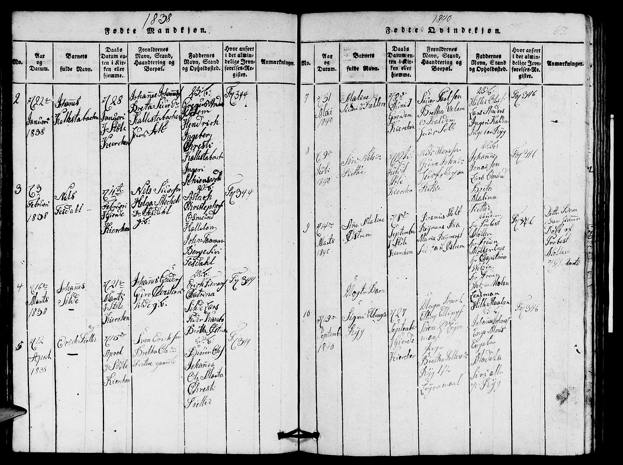 Etne sokneprestembete, SAB/A-75001/H/Hab: Parish register (copy) no. A 1, 1815-1849, p. 67