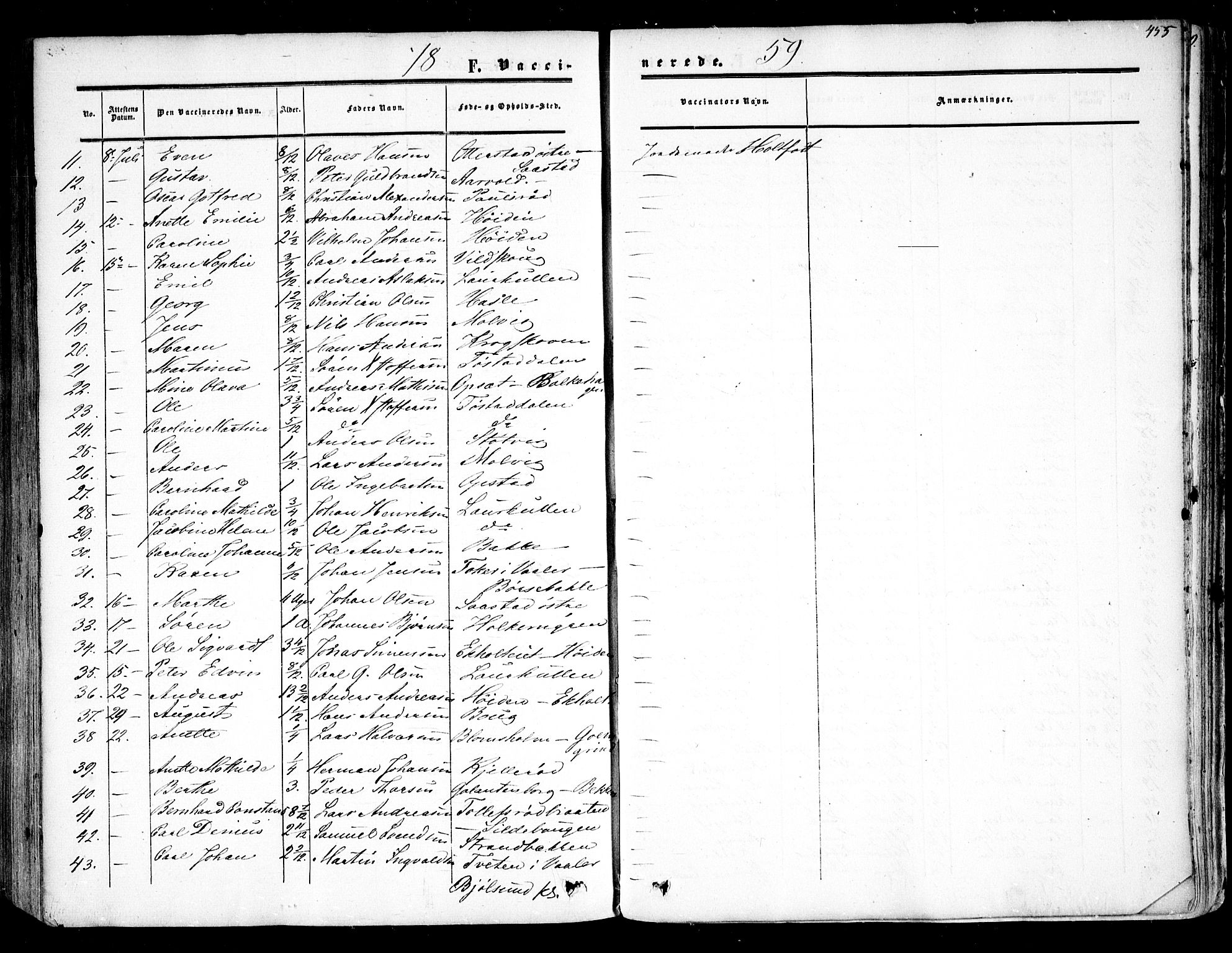 Rygge prestekontor Kirkebøker, SAO/A-10084b/F/Fa/L0005: Parish register (official) no. 5, 1852-1871, p. 455