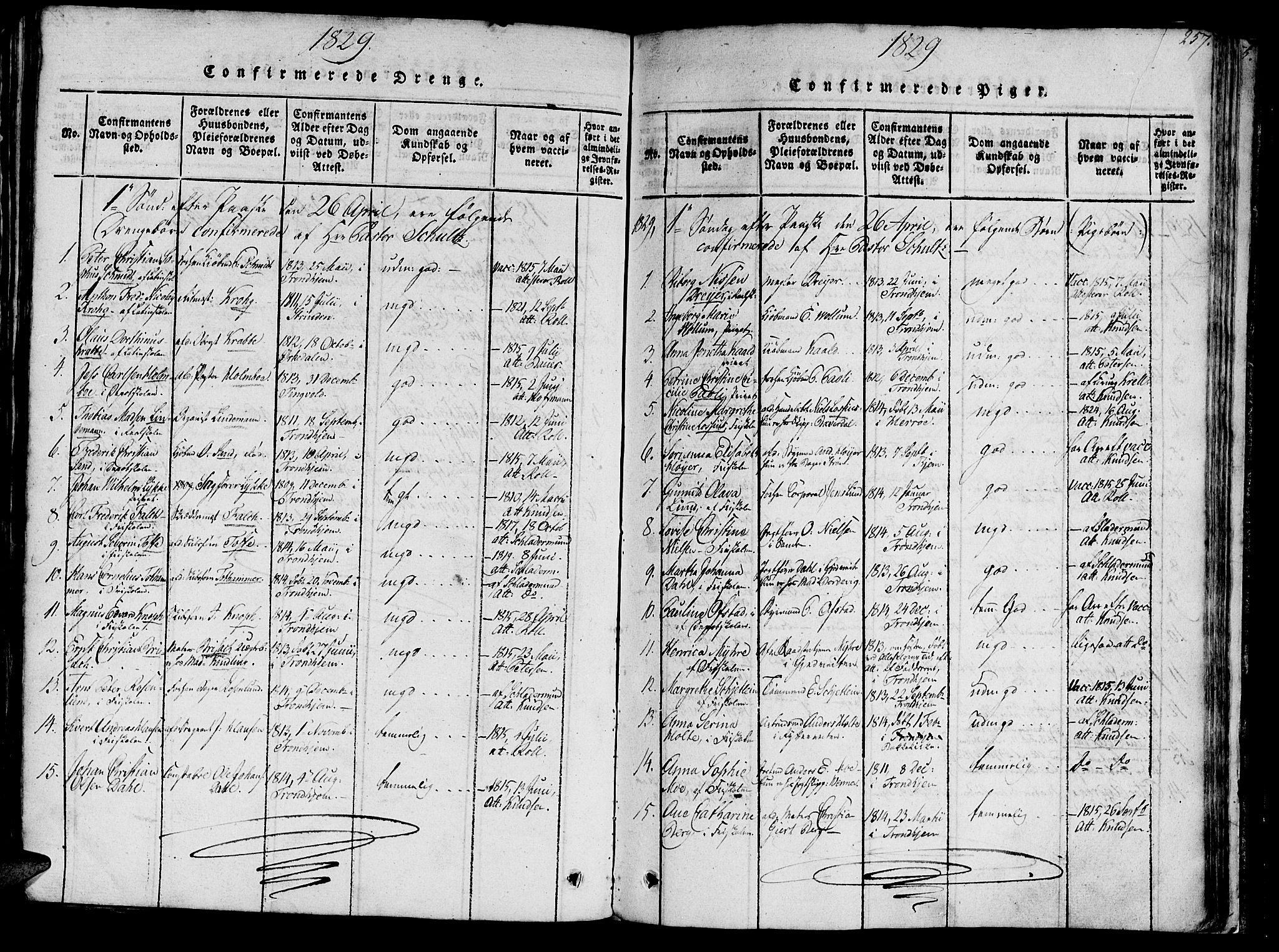 Ministerialprotokoller, klokkerbøker og fødselsregistre - Sør-Trøndelag, SAT/A-1456/602/L0135: Parish register (copy) no. 602C03, 1815-1832, p. 257