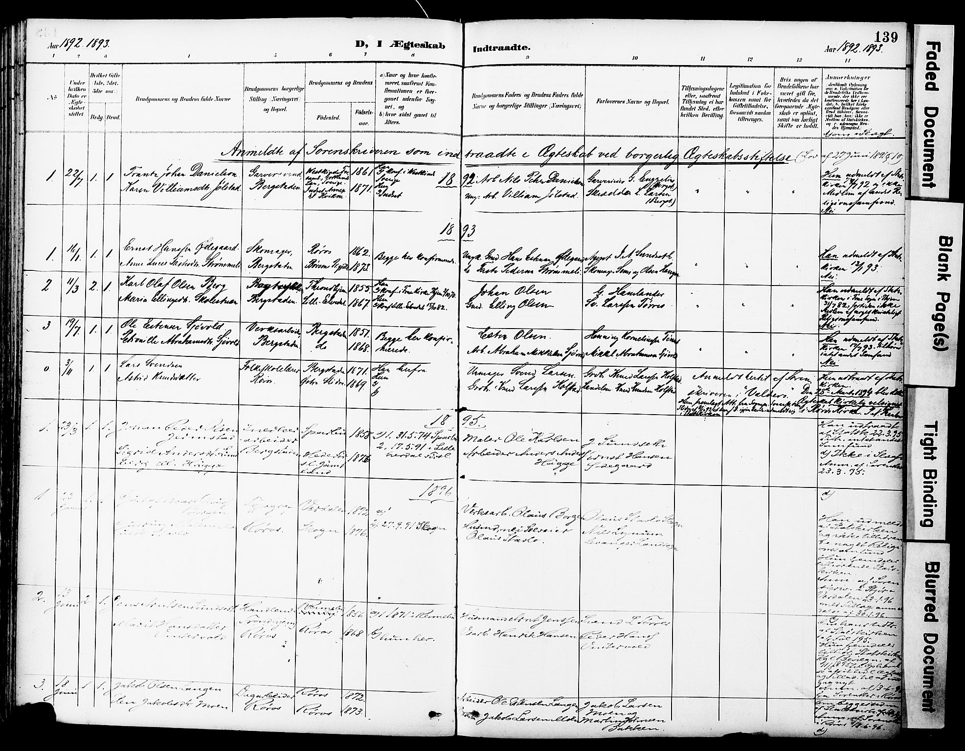 Ministerialprotokoller, klokkerbøker og fødselsregistre - Sør-Trøndelag, SAT/A-1456/681/L0935: Parish register (official) no. 681A13, 1890-1898, p. 139