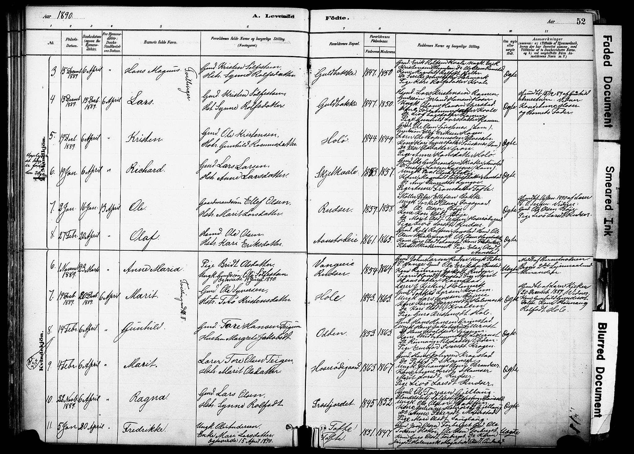 Skjåk prestekontor, SAH/PREST-072/H/Ha/Haa/L0003: Parish register (official) no. 3, 1880-1907, p. 52