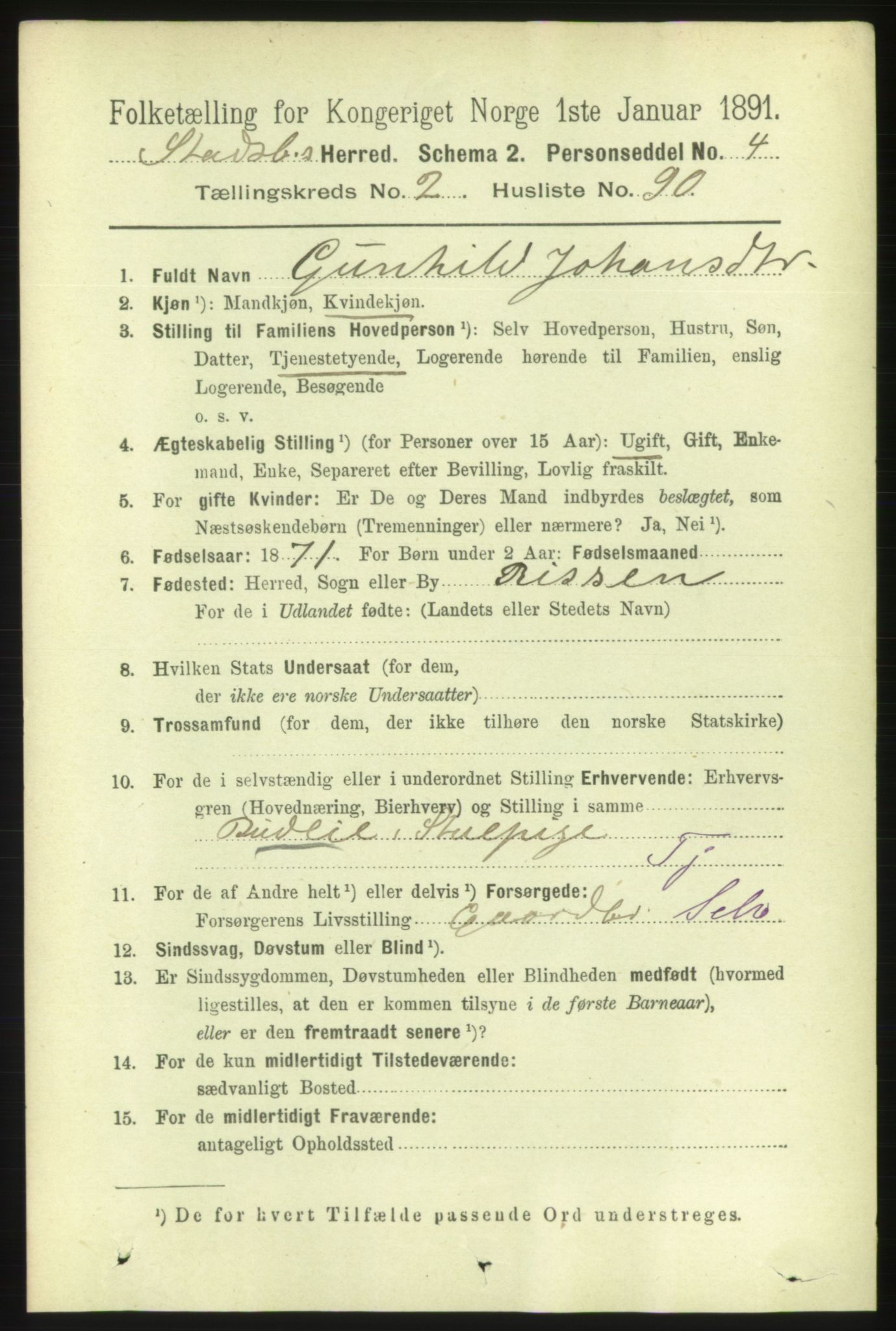 RA, 1891 census for 1625 Stadsbygd, 1891, p. 1297