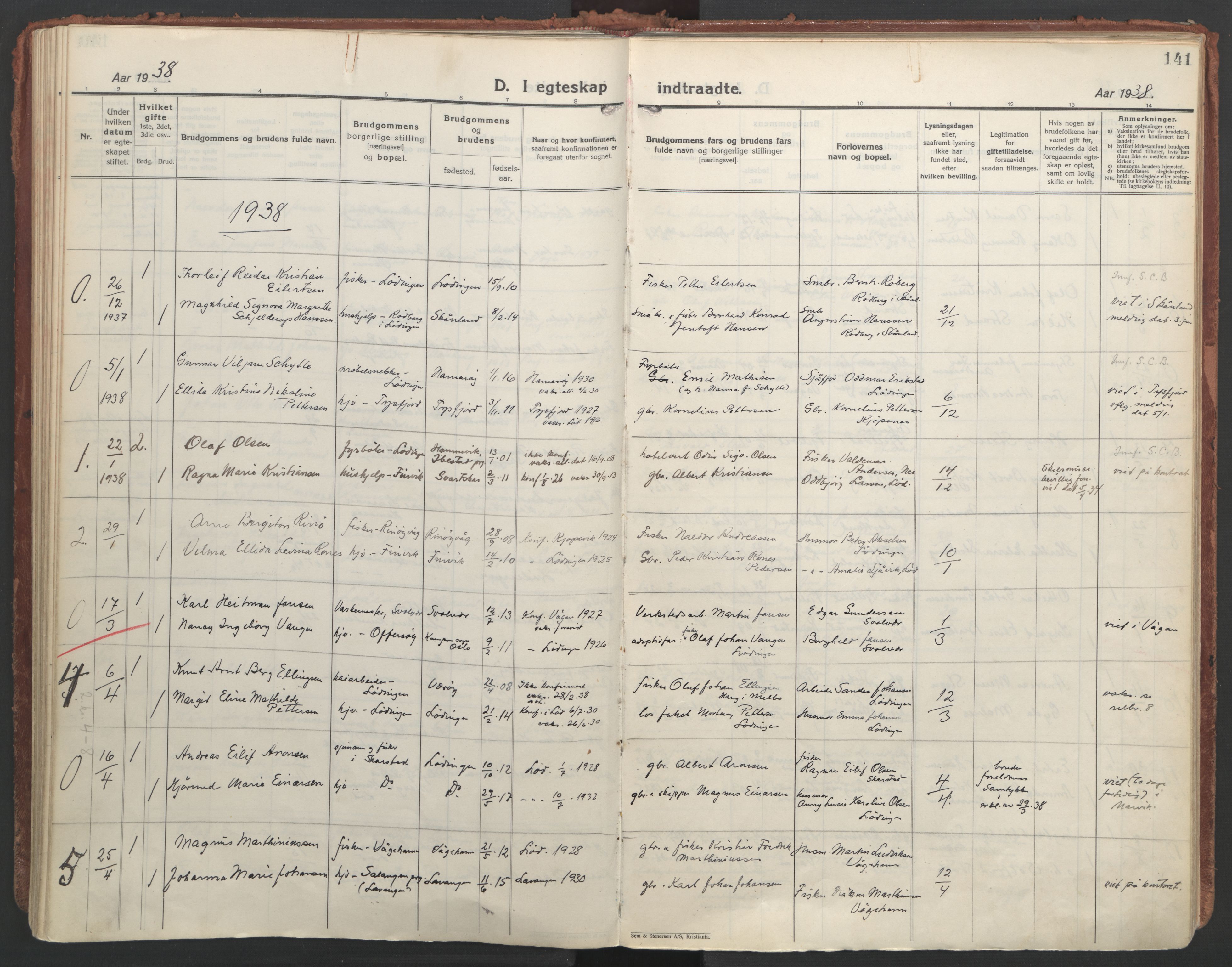 Ministerialprotokoller, klokkerbøker og fødselsregistre - Nordland, AV/SAT-A-1459/872/L1043: Parish register (official) no. 872A18, 1925-1939, p. 141