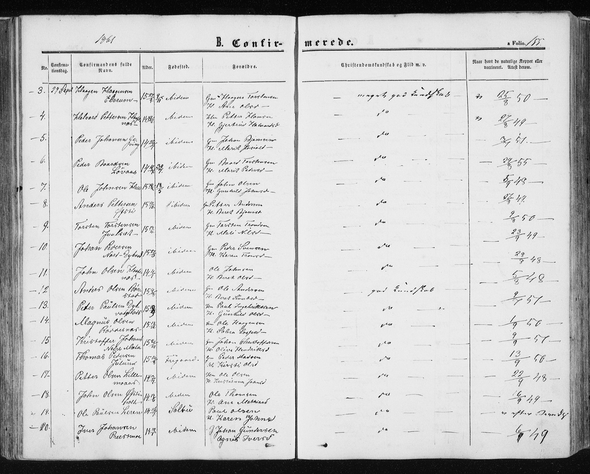 Ministerialprotokoller, klokkerbøker og fødselsregistre - Nord-Trøndelag, AV/SAT-A-1458/709/L0075: Parish register (official) no. 709A15, 1859-1870, p. 155