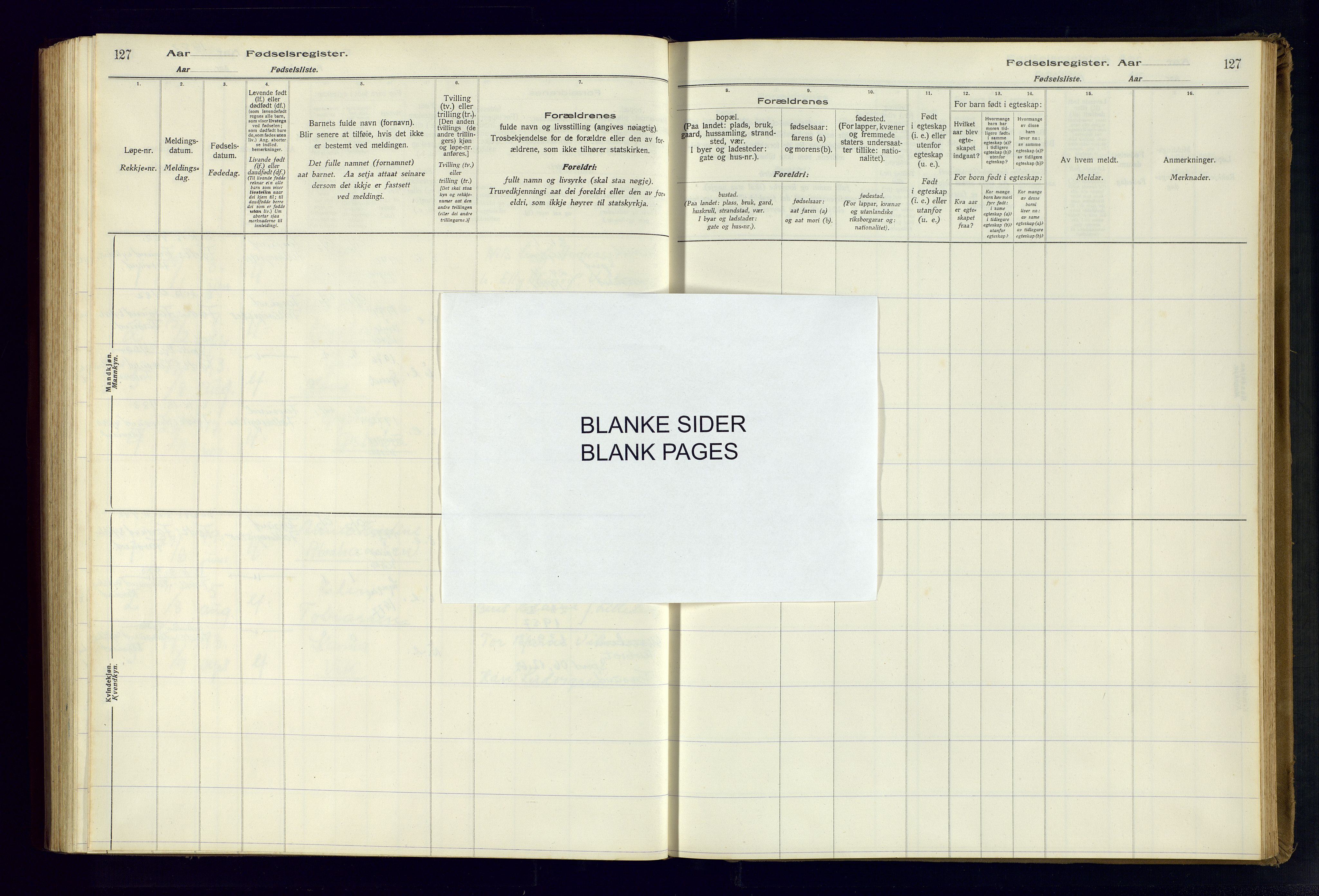 Farsund sokneprestkontor, AV/SAK-1111-0009/J/Ja/L0004: Birth register no. A-VI-11, 1916-1982