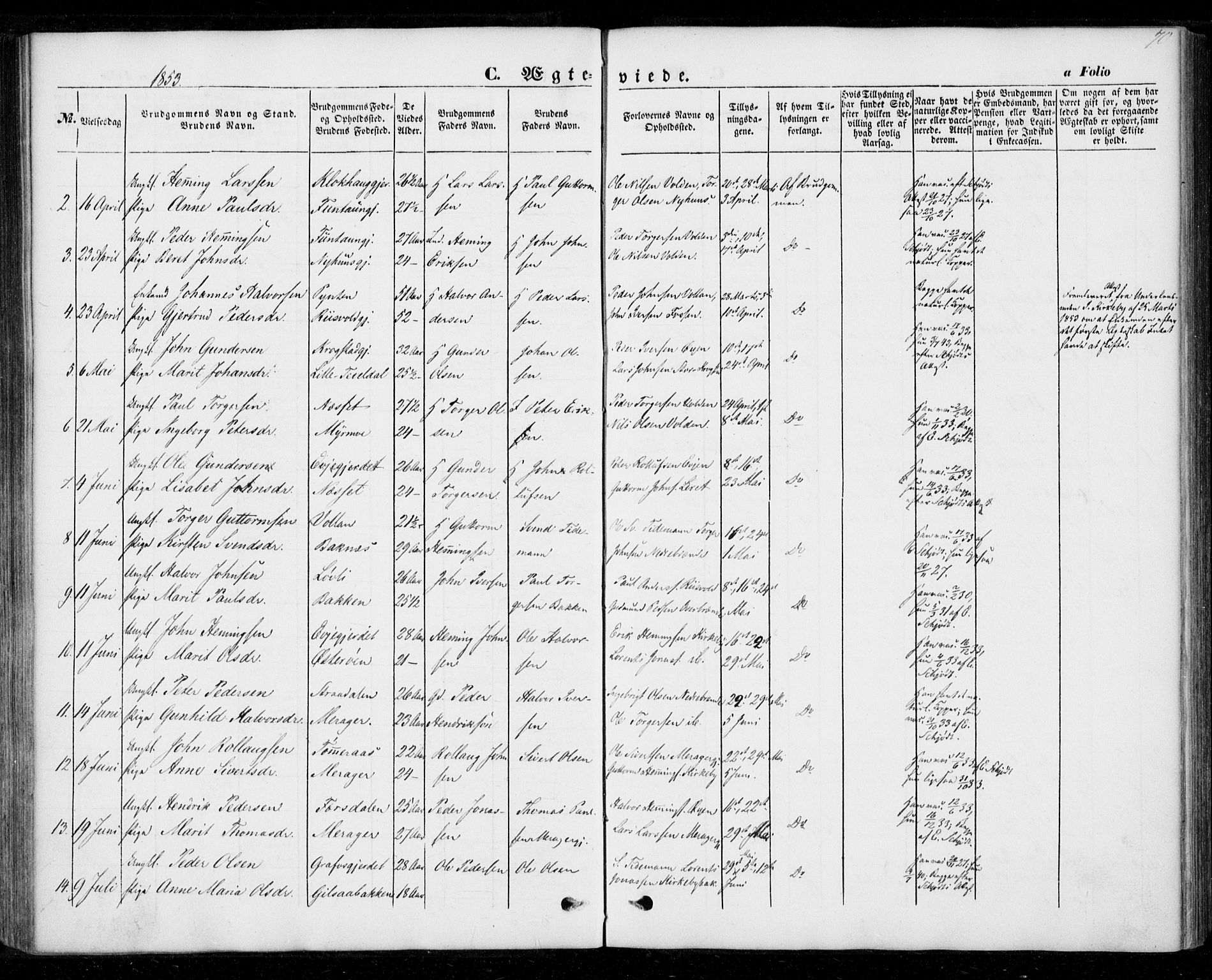 Ministerialprotokoller, klokkerbøker og fødselsregistre - Nord-Trøndelag, SAT/A-1458/706/L0040: Parish register (official) no. 706A01, 1850-1861, p. 70