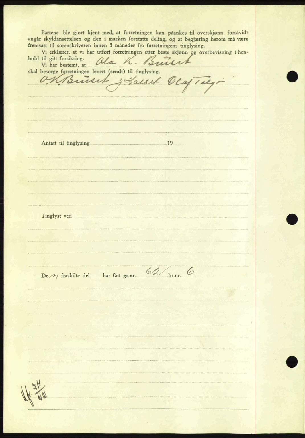 Nordmøre sorenskriveri, AV/SAT-A-4132/1/2/2Ca: Mortgage book no. A93, 1942-1942, Diary no: : 2543/1942