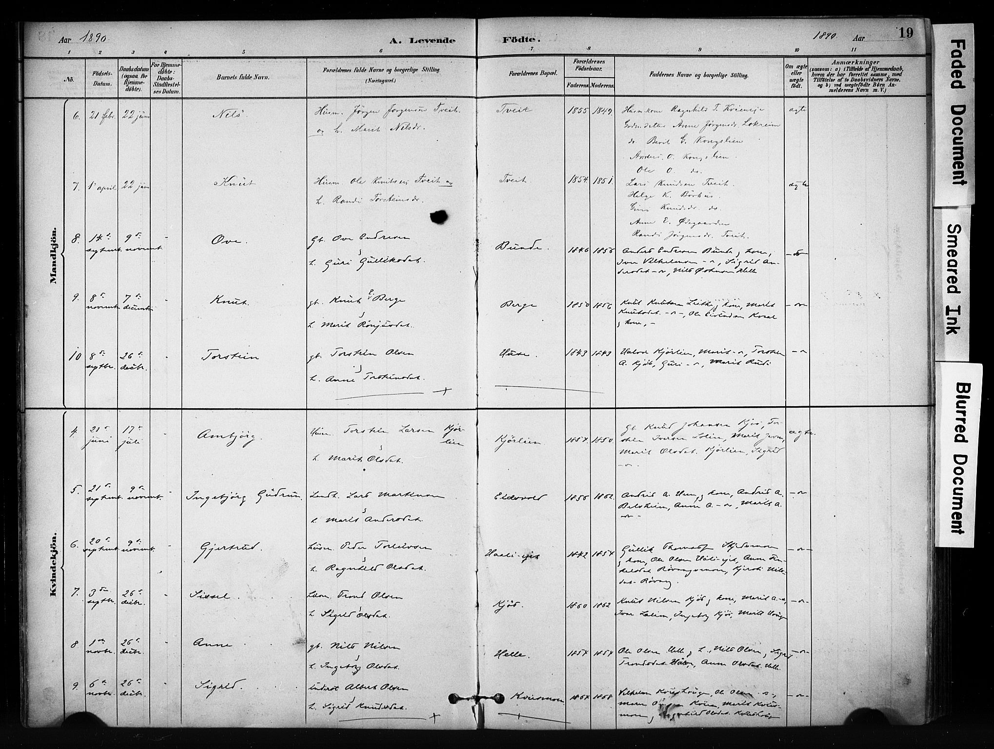 Vang prestekontor, Valdres, SAH/PREST-140/H/Ha/L0009: Parish register (official) no. 9, 1882-1914, p. 19
