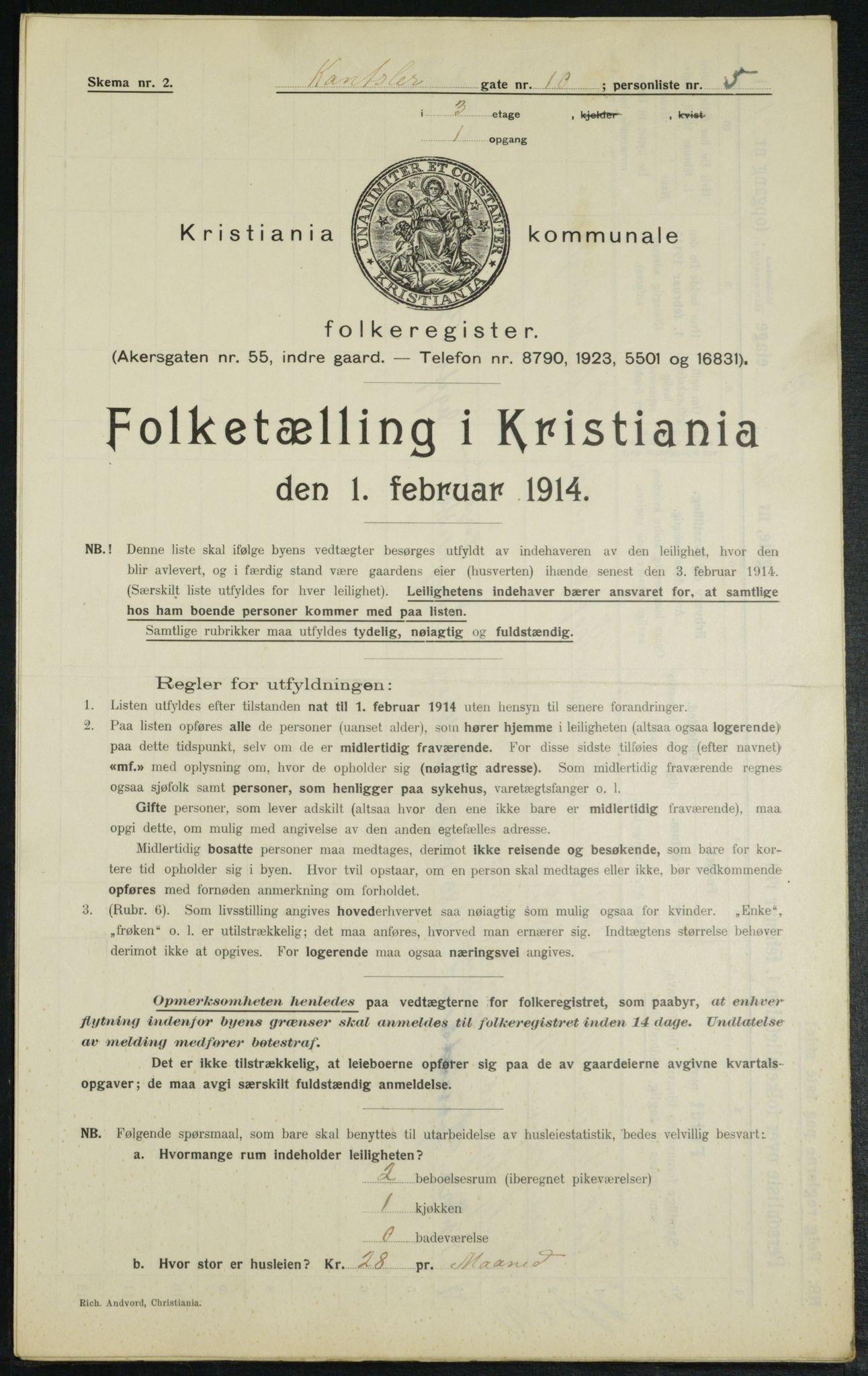 OBA, Municipal Census 1914 for Kristiania, 1914, p. 48101