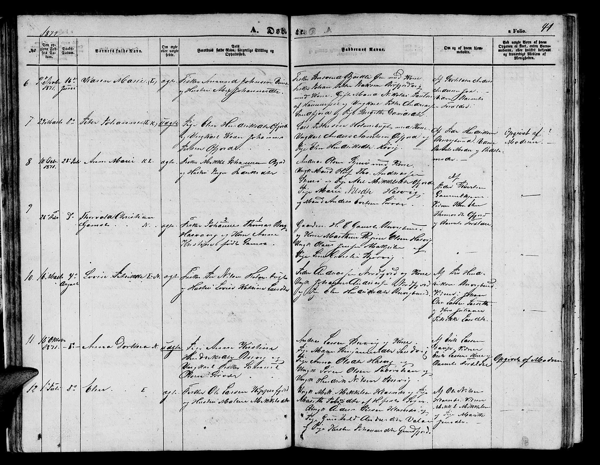 Loppa sokneprestkontor, SATØ/S-1339/H/Hb/L0003klokker: Parish register (copy) no. 3, 1853-1880, p. 41