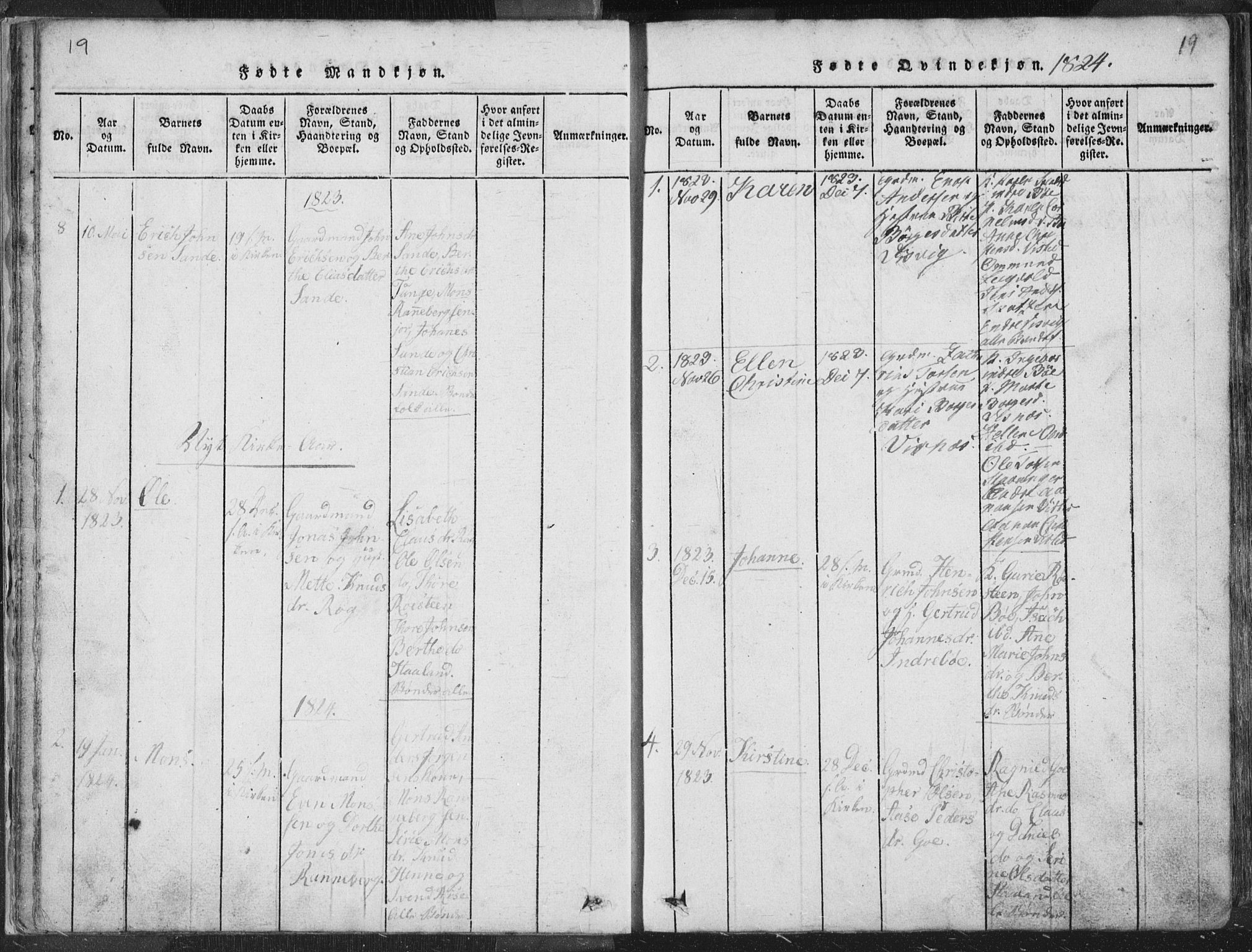 Hetland sokneprestkontor, SAST/A-101826/30/30BA/L0001: Parish register (official) no. A 1, 1816-1856, p. 19