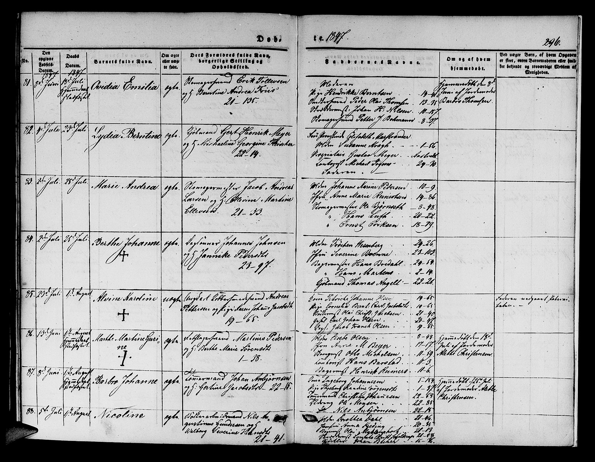 Korskirken sokneprestembete, AV/SAB-A-76101/H/Hab: Parish register (copy) no. B 1, 1839-1847, p. 296