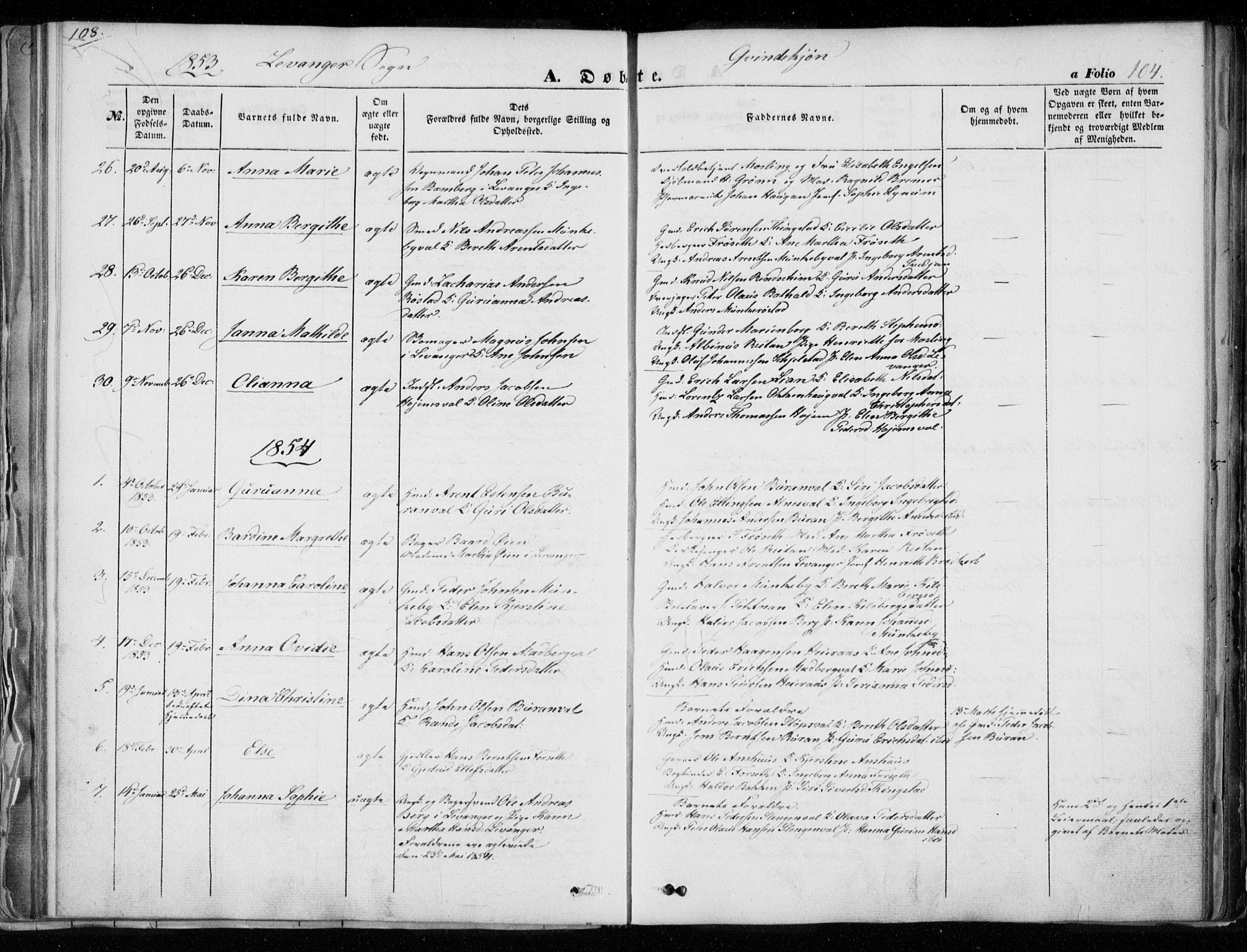 Ministerialprotokoller, klokkerbøker og fødselsregistre - Nord-Trøndelag, SAT/A-1458/720/L0183: Parish register (official) no. 720A01, 1836-1855, p. 104