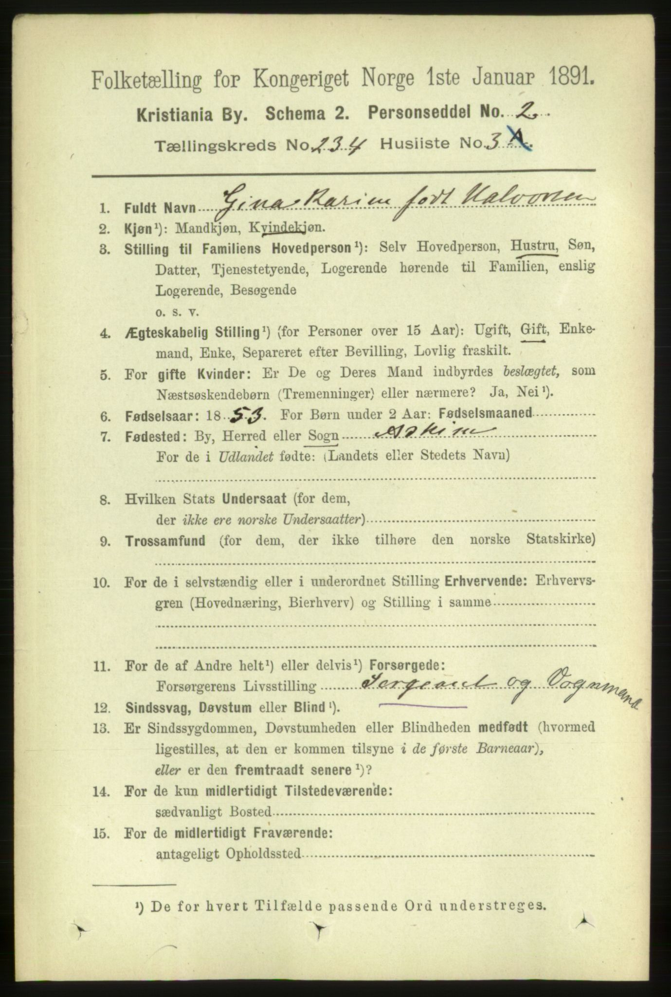 RA, 1891 census for 0301 Kristiania, 1891, p. 143463