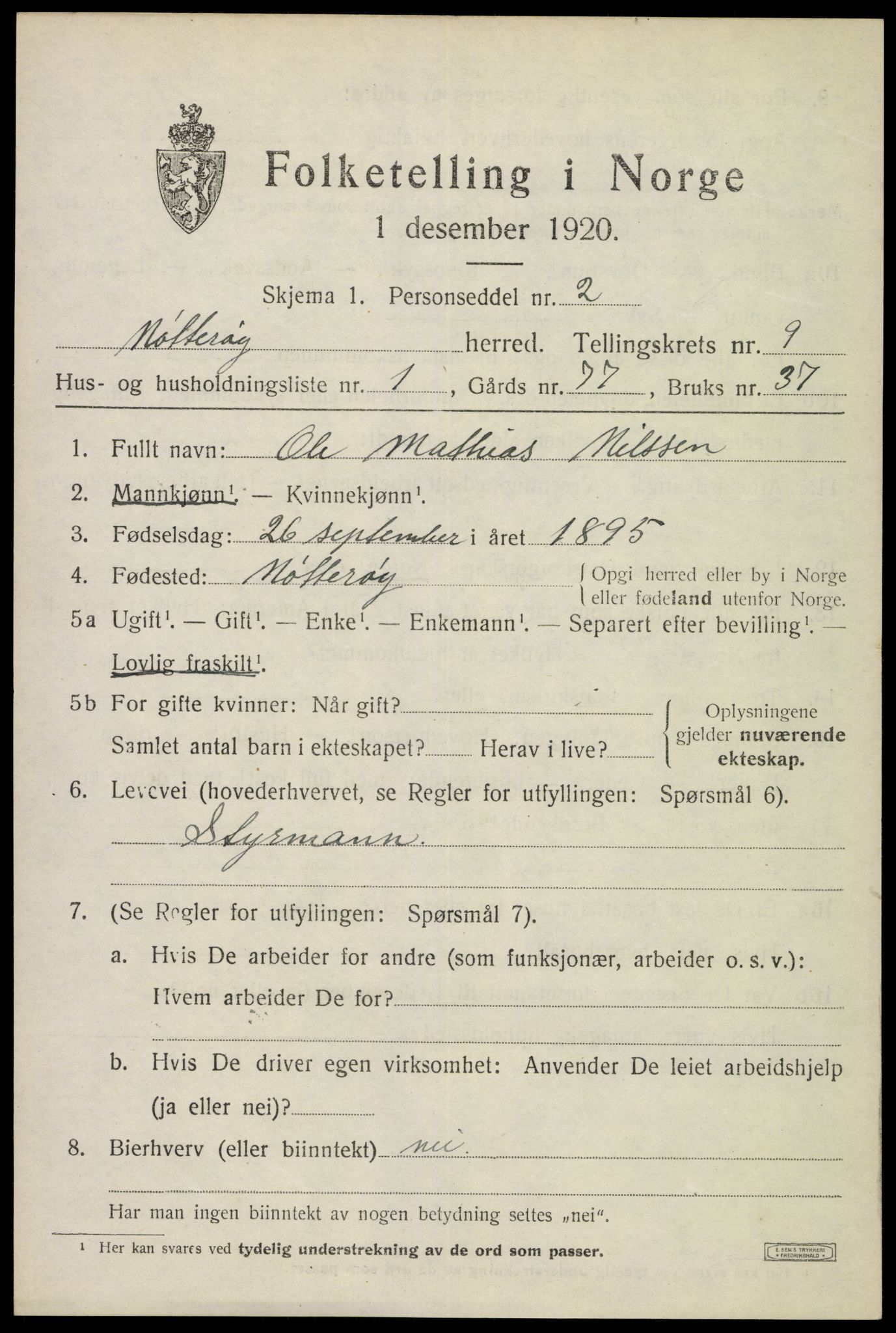 SAKO, 1920 census for Nøtterøy, 1920, p. 11499