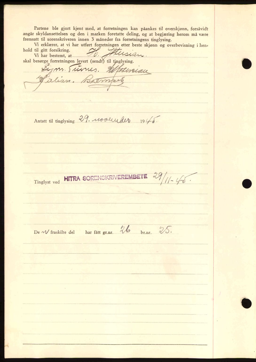 Hitra sorenskriveri, AV/SAT-A-0018/2/2C/2Ca: Mortgage book no. A2, 1943-1945, Diary no: : 615/1945