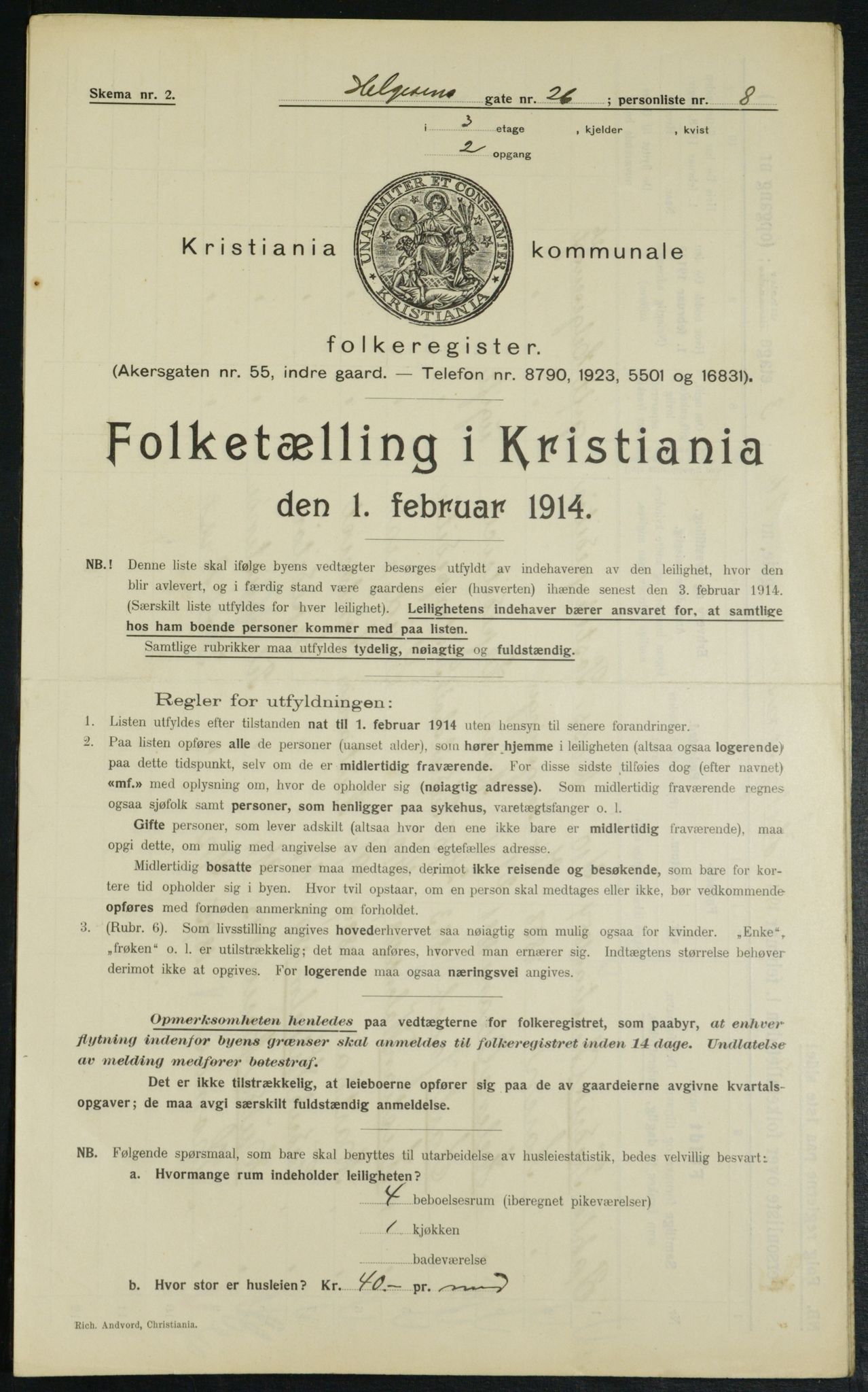 OBA, Municipal Census 1914 for Kristiania, 1914, p. 37485