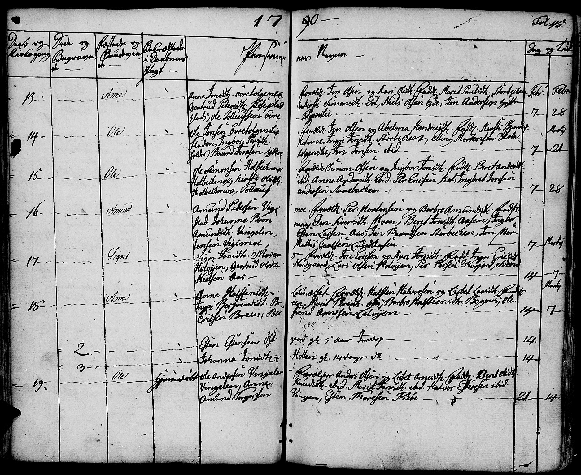 Tolga prestekontor, AV/SAH-PREST-062/K/L0003: Parish register (official) no. 3, 1786-1814, p. 45