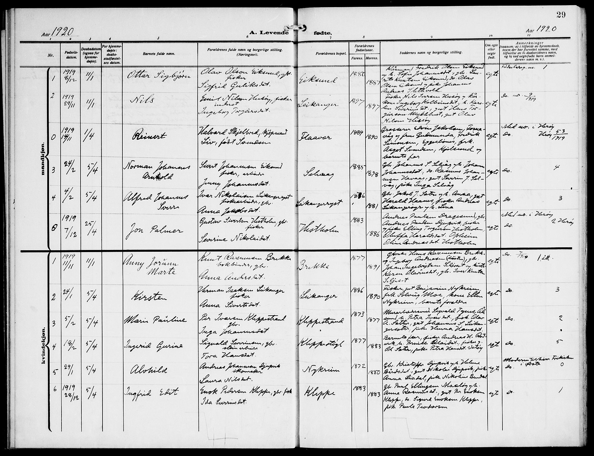 Ministerialprotokoller, klokkerbøker og fødselsregistre - Møre og Romsdal, AV/SAT-A-1454/508/L0096: Parish register (official) no. 508A03, 1911-1920, p. 29