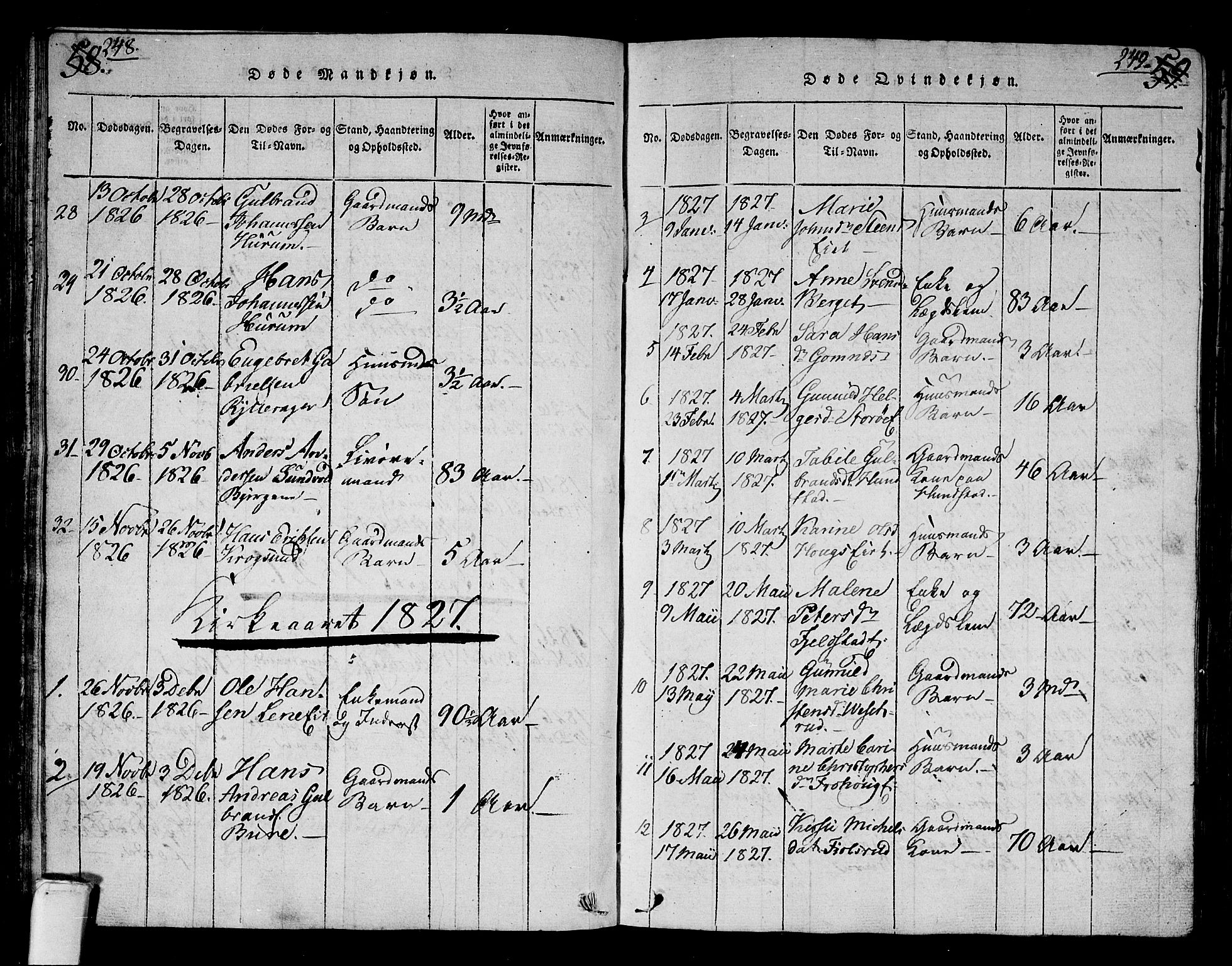 Hole kirkebøker, SAKO/A-228/G/Ga/L0001: Parish register (copy) no. I 1, 1814-1842, p. 248-249