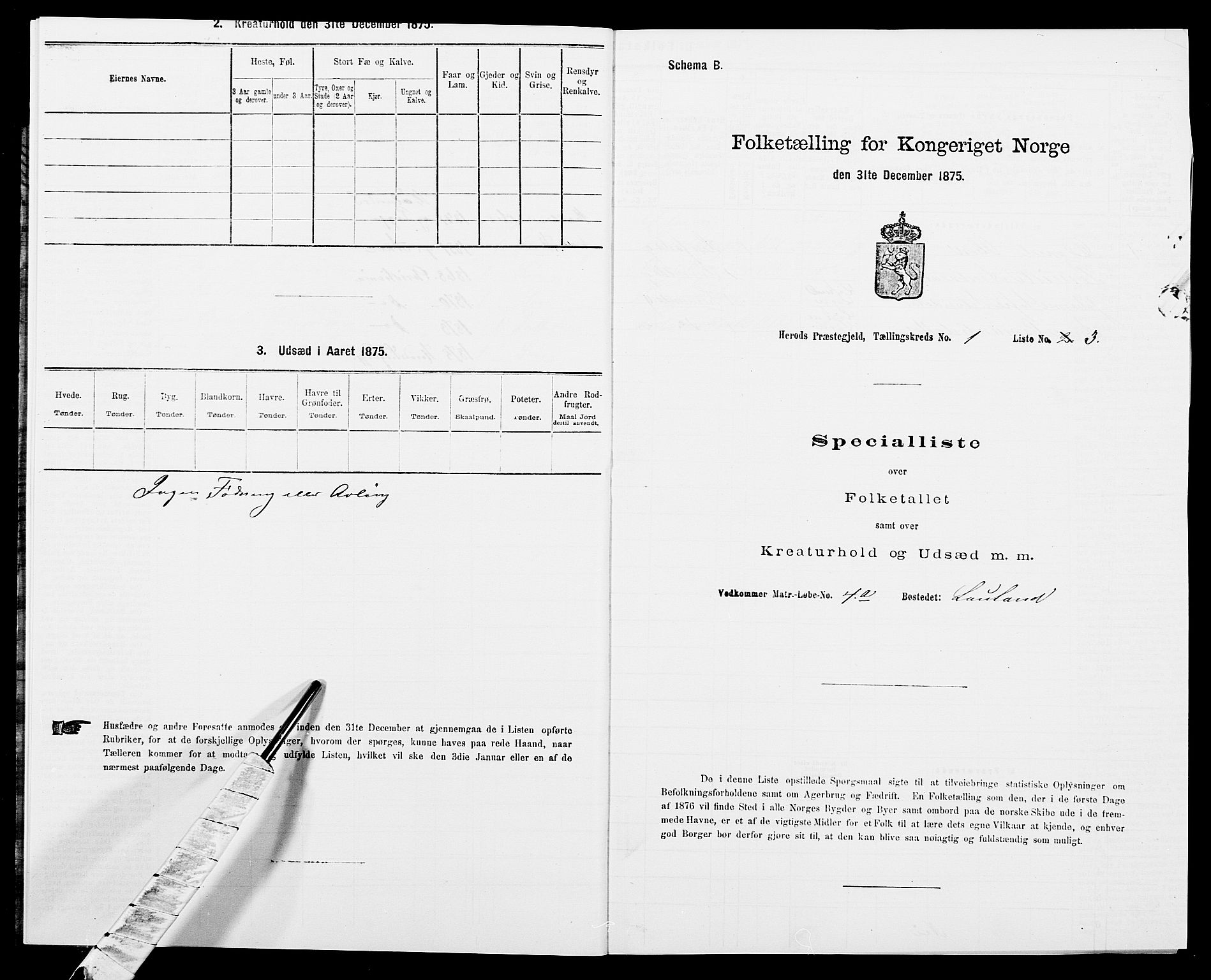 SAK, 1875 census for 1039P Herad, 1875, p. 46