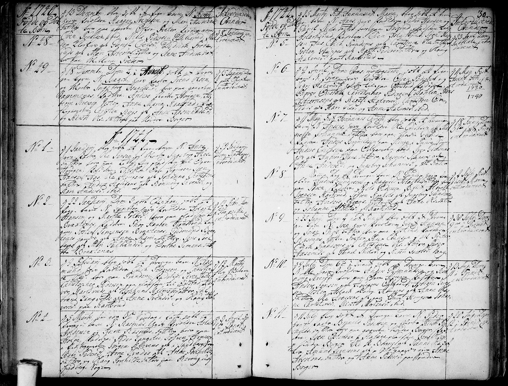 Skiptvet prestekontor Kirkebøker, AV/SAO-A-20009/F/Fa/L0002: Parish register (official) no. 2, 1734-1759, p. 30