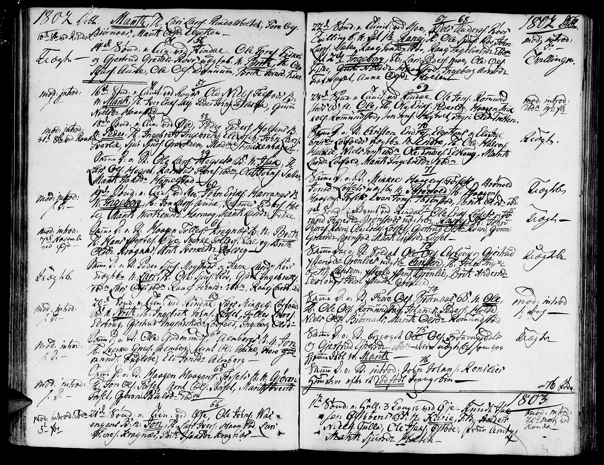 Ministerialprotokoller, klokkerbøker og fødselsregistre - Møre og Romsdal, SAT/A-1454/595/L1040: Parish register (official) no. 595A02, 1797-1819, p. 56