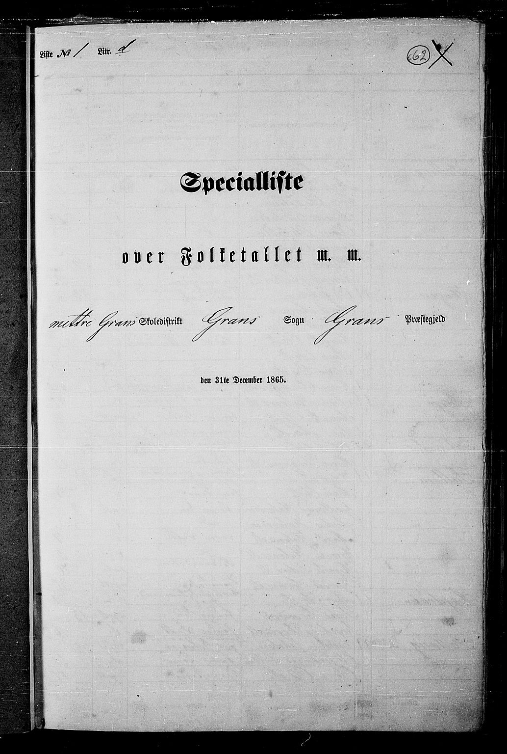 RA, 1865 census for Gran, 1865, p. 55