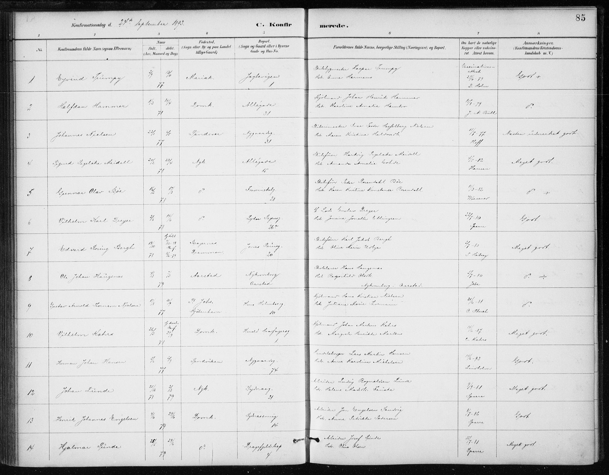 Johanneskirken sokneprestembete, AV/SAB-A-76001/H/Haa/L0008: Parish register (official) no. C 1, 1885-1907, p. 85