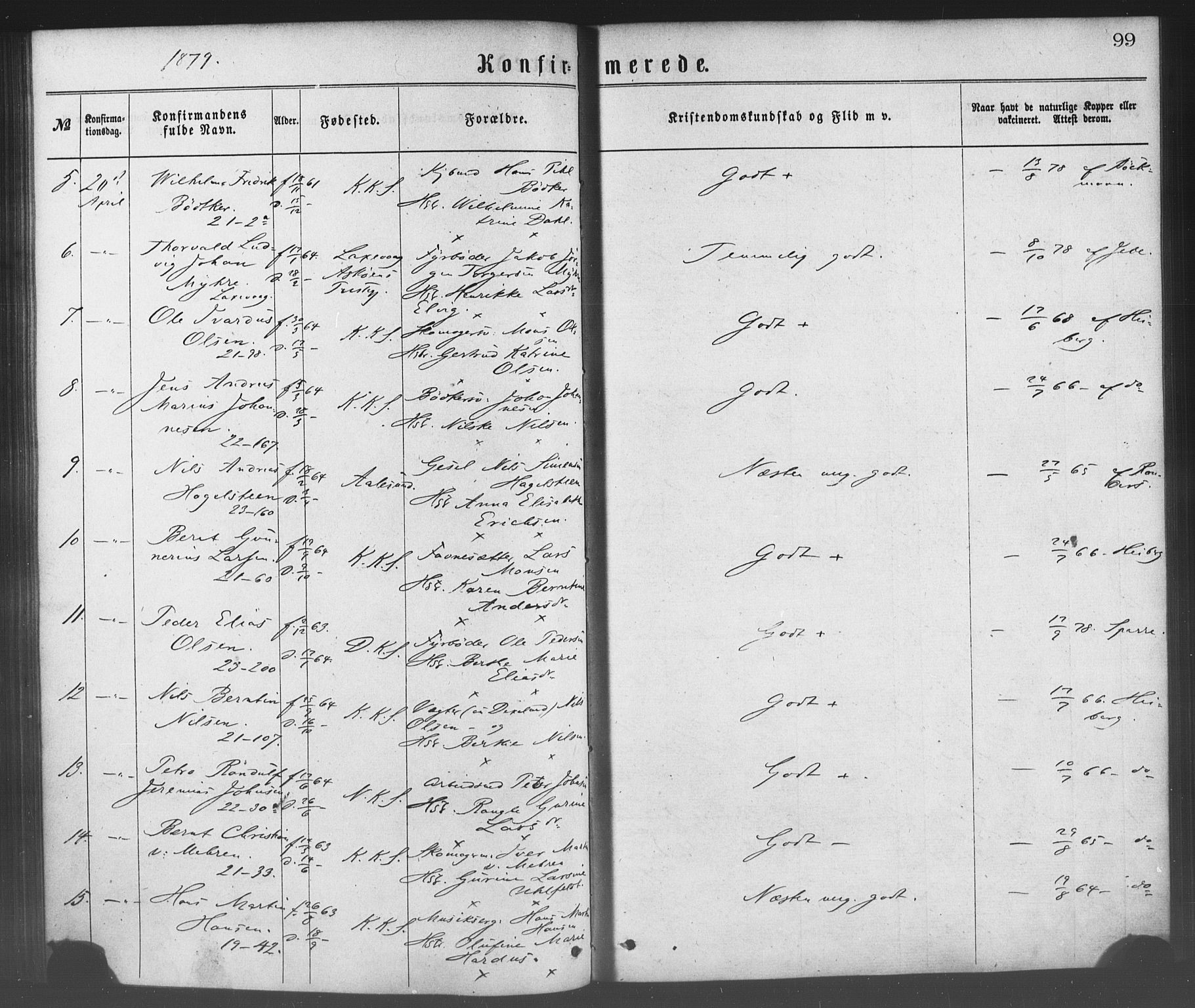 Korskirken sokneprestembete, AV/SAB-A-76101/H/Haa/L0028: Parish register (official) no. C 4, 1868-1879, p. 99