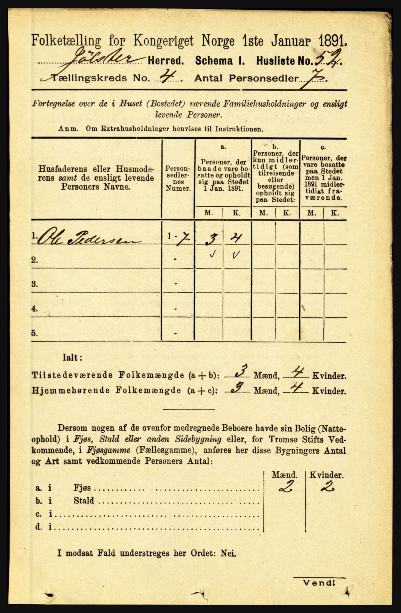 RA, 1891 census for 1431 Jølster, 1891, p. 1379