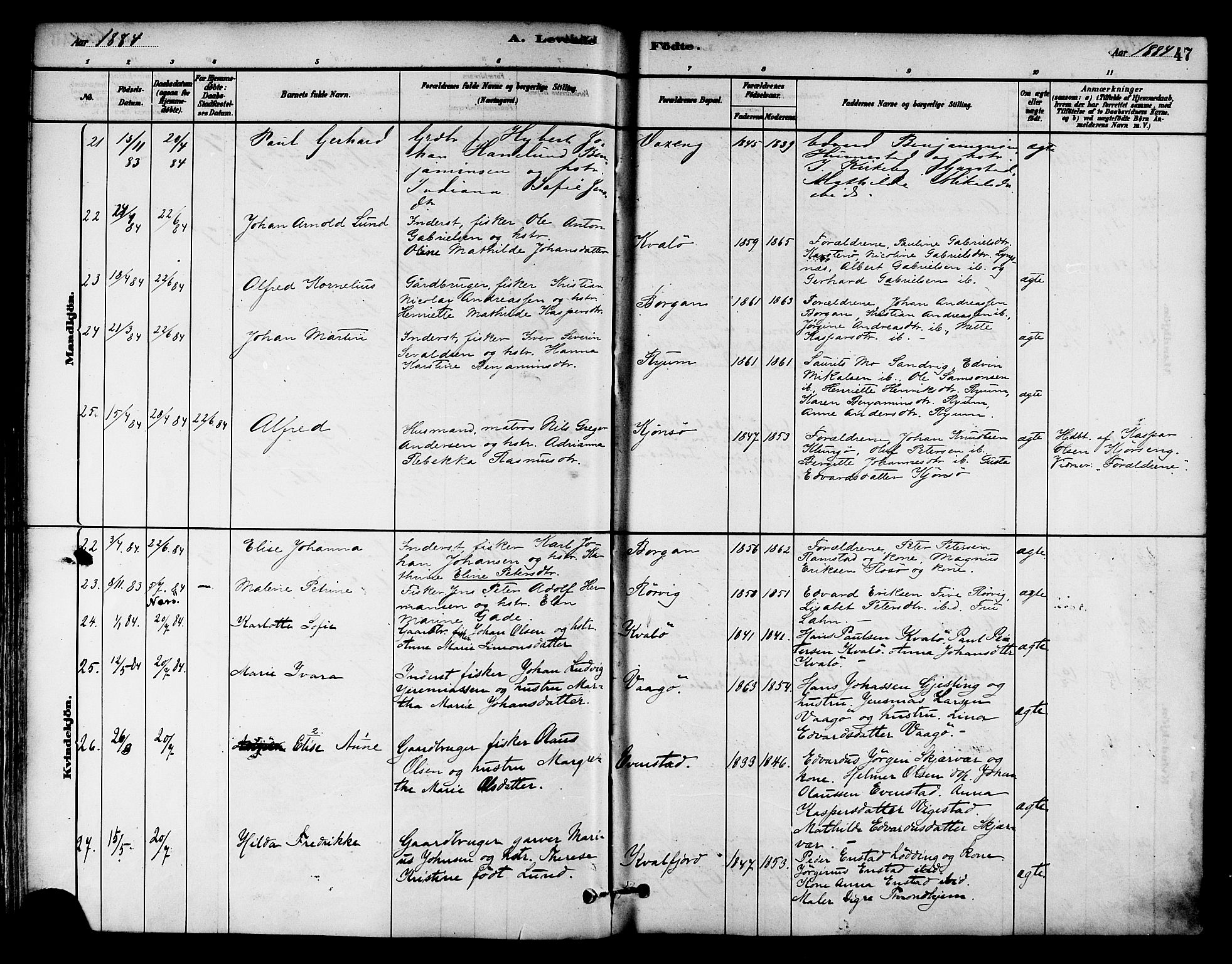 Ministerialprotokoller, klokkerbøker og fødselsregistre - Nord-Trøndelag, AV/SAT-A-1458/786/L0686: Parish register (official) no. 786A02, 1880-1887, p. 47