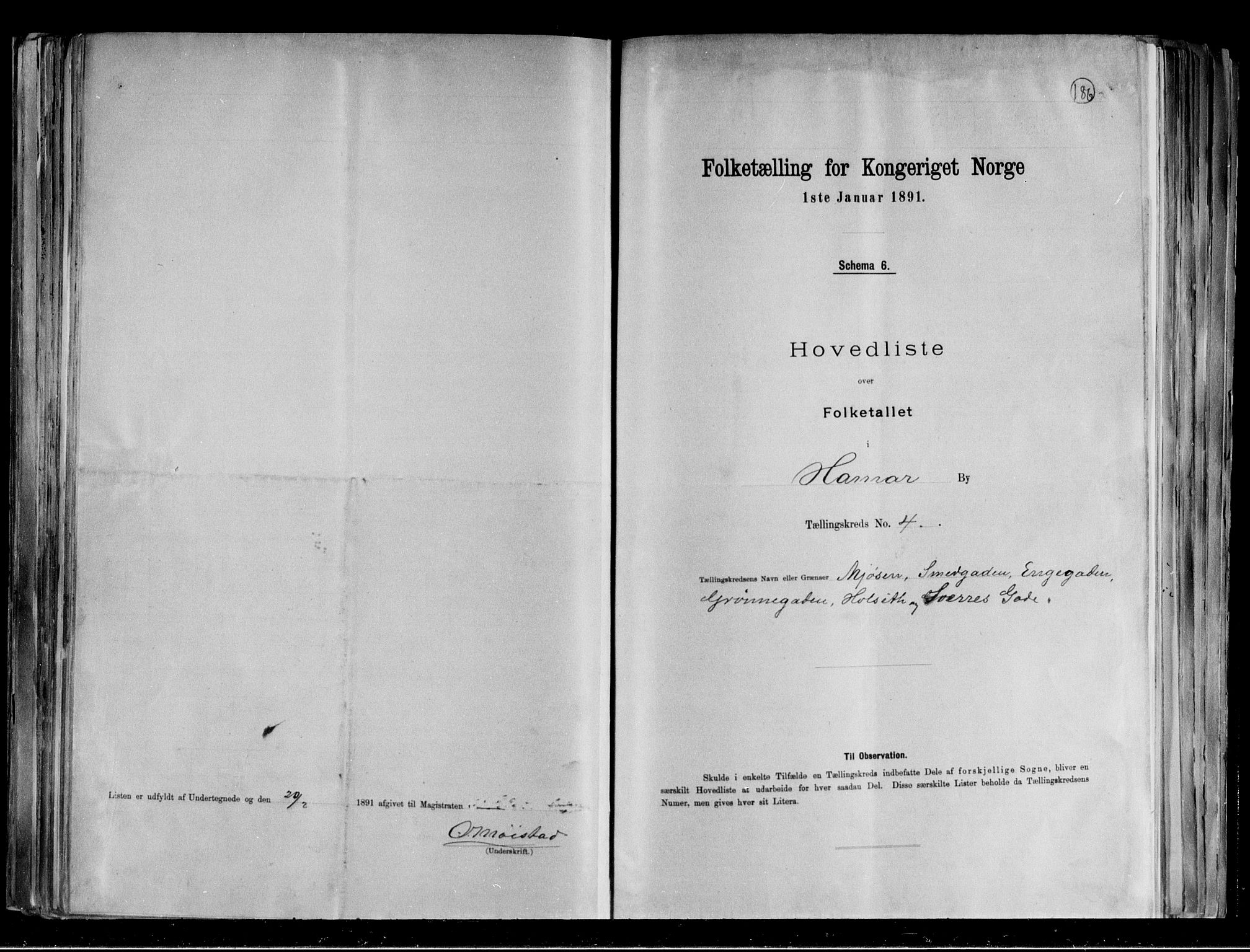 RA, 1891 census for 0401 Hamar, 1891, p. 10