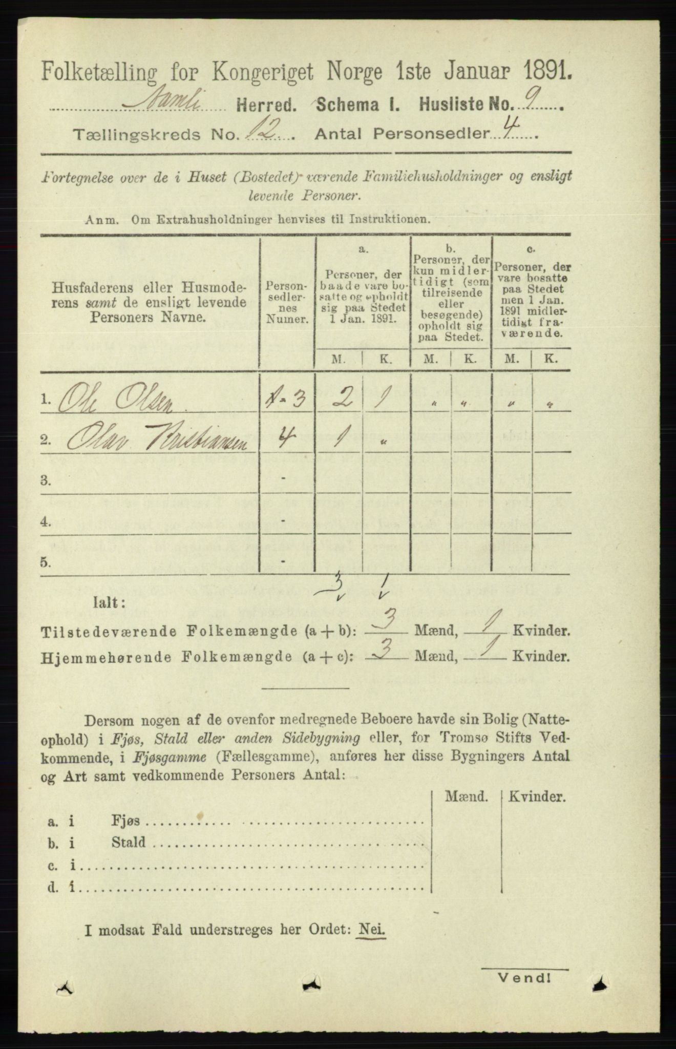 RA, 1891 census for 0929 Åmli, 1891, p. 2027