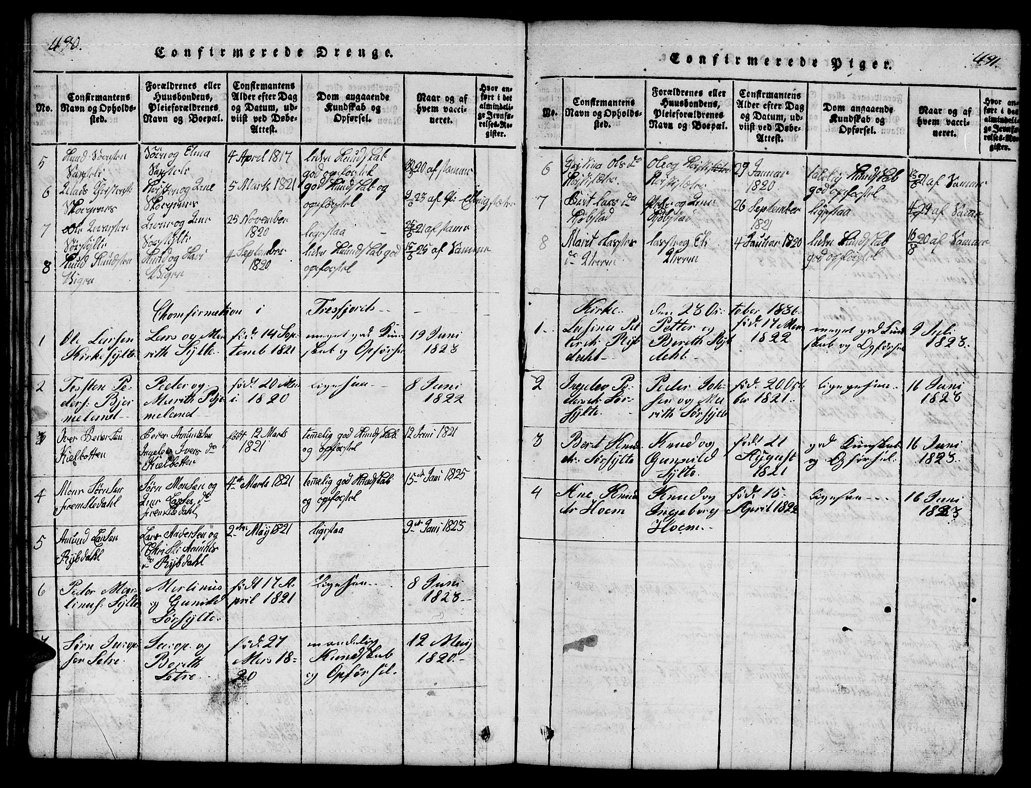 Ministerialprotokoller, klokkerbøker og fødselsregistre - Møre og Romsdal, AV/SAT-A-1454/541/L0546: Parish register (copy) no. 541C01, 1818-1856, p. 490-491